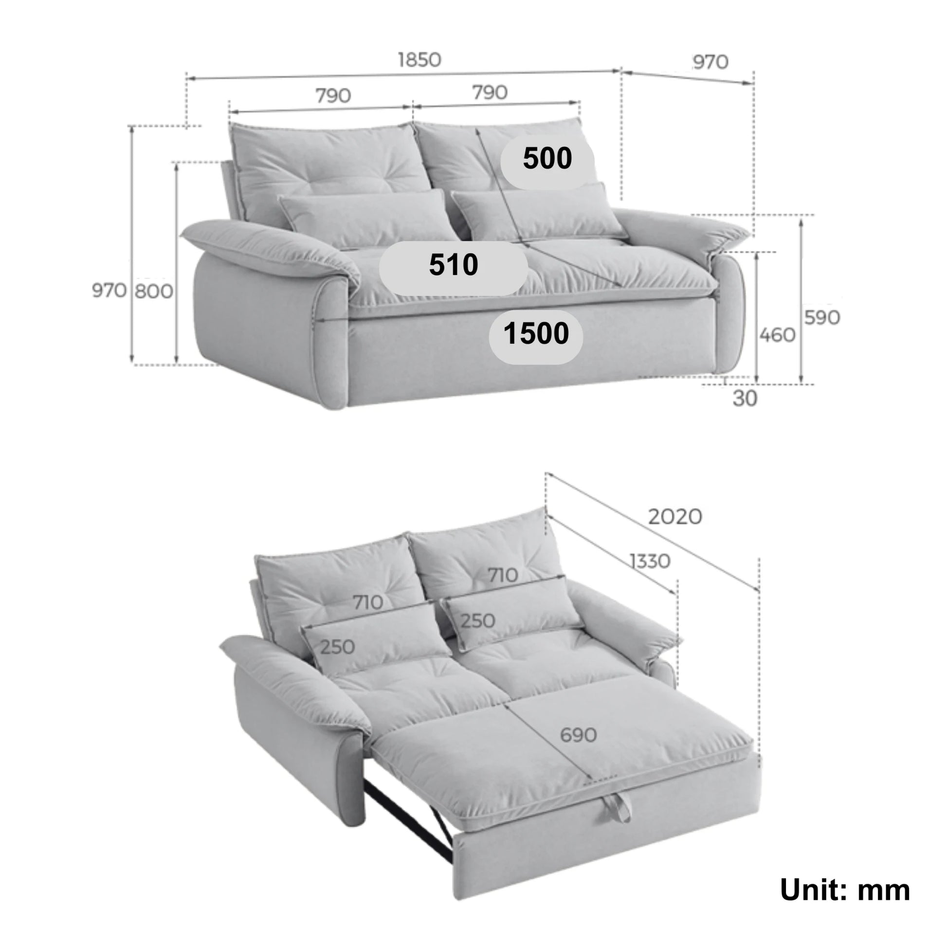 Linspire Rilla 3-Seater Sofa Bed, Linen-Look Fabric, Brown