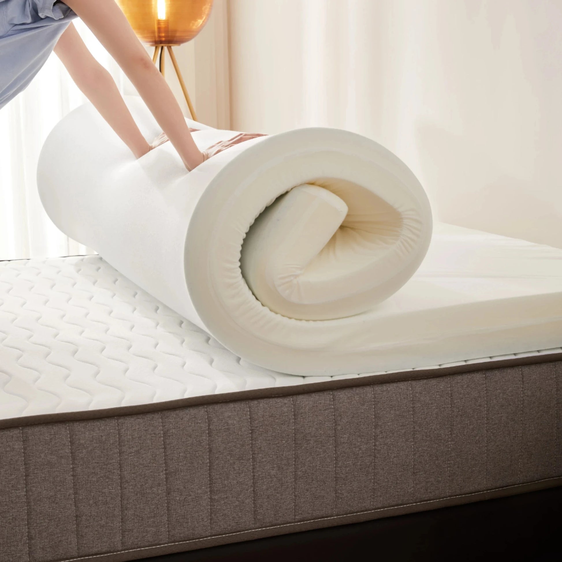 Lumo Cloud Memory Foam Mattress, Adjustable Firmness, White, Grey