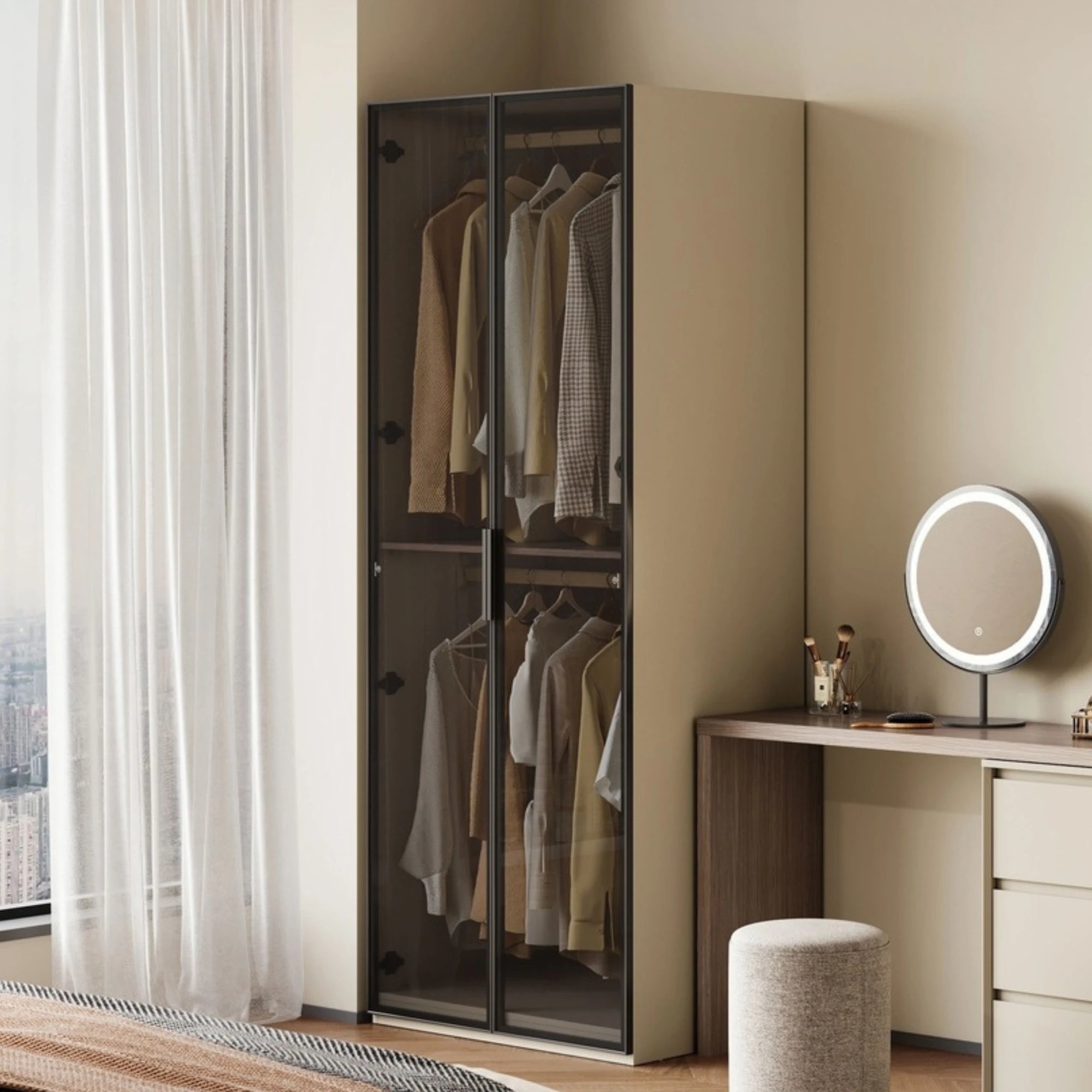 Linspire Vanko 2-Door Wardrobe with Glass Doors