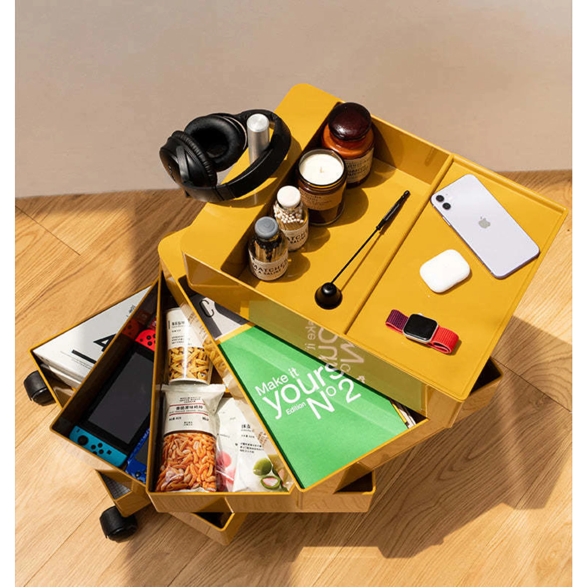 MODE Rosa Rotatable Trolley Cart, Yellow