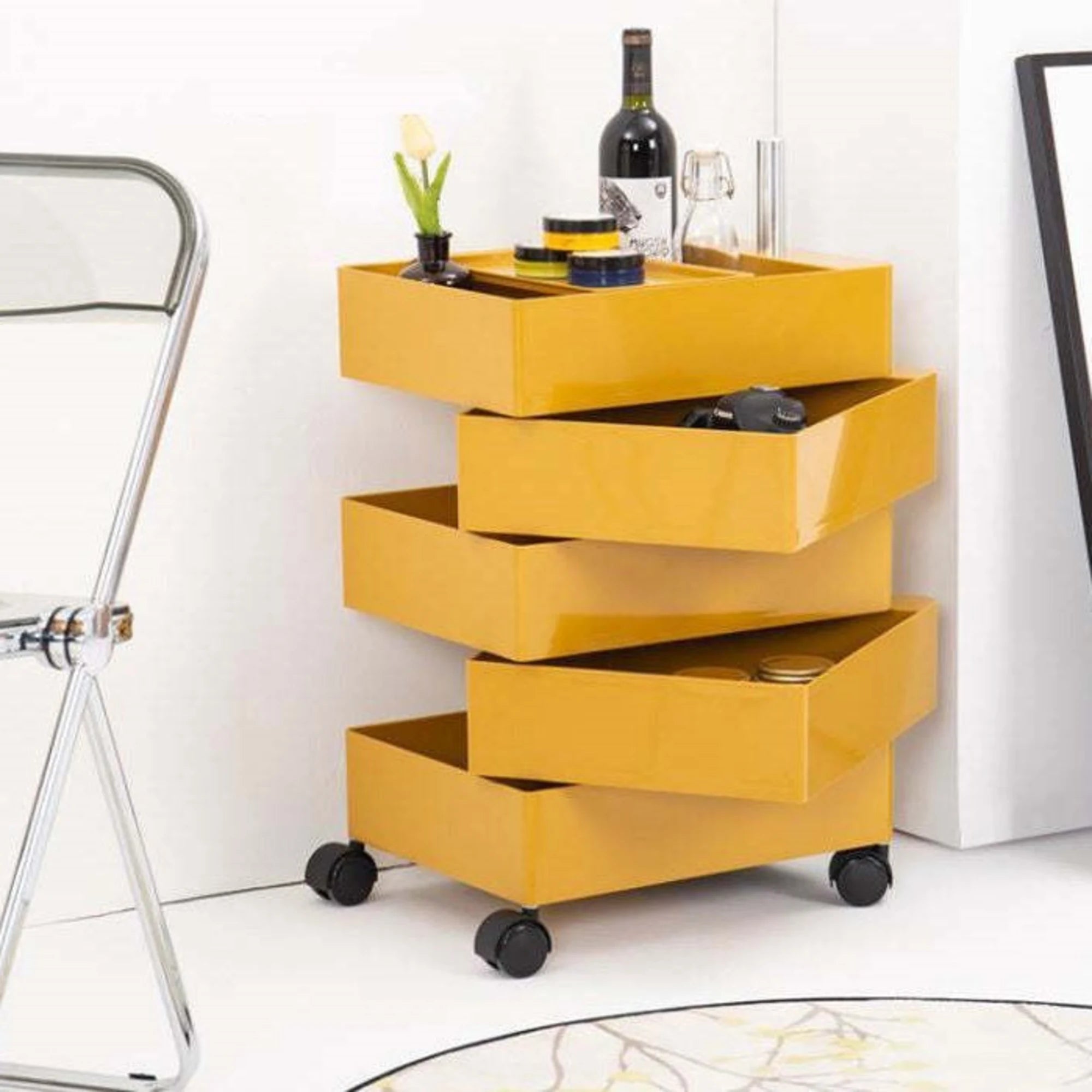 MODE Rosa Rotatable Trolley Cart, Yellow