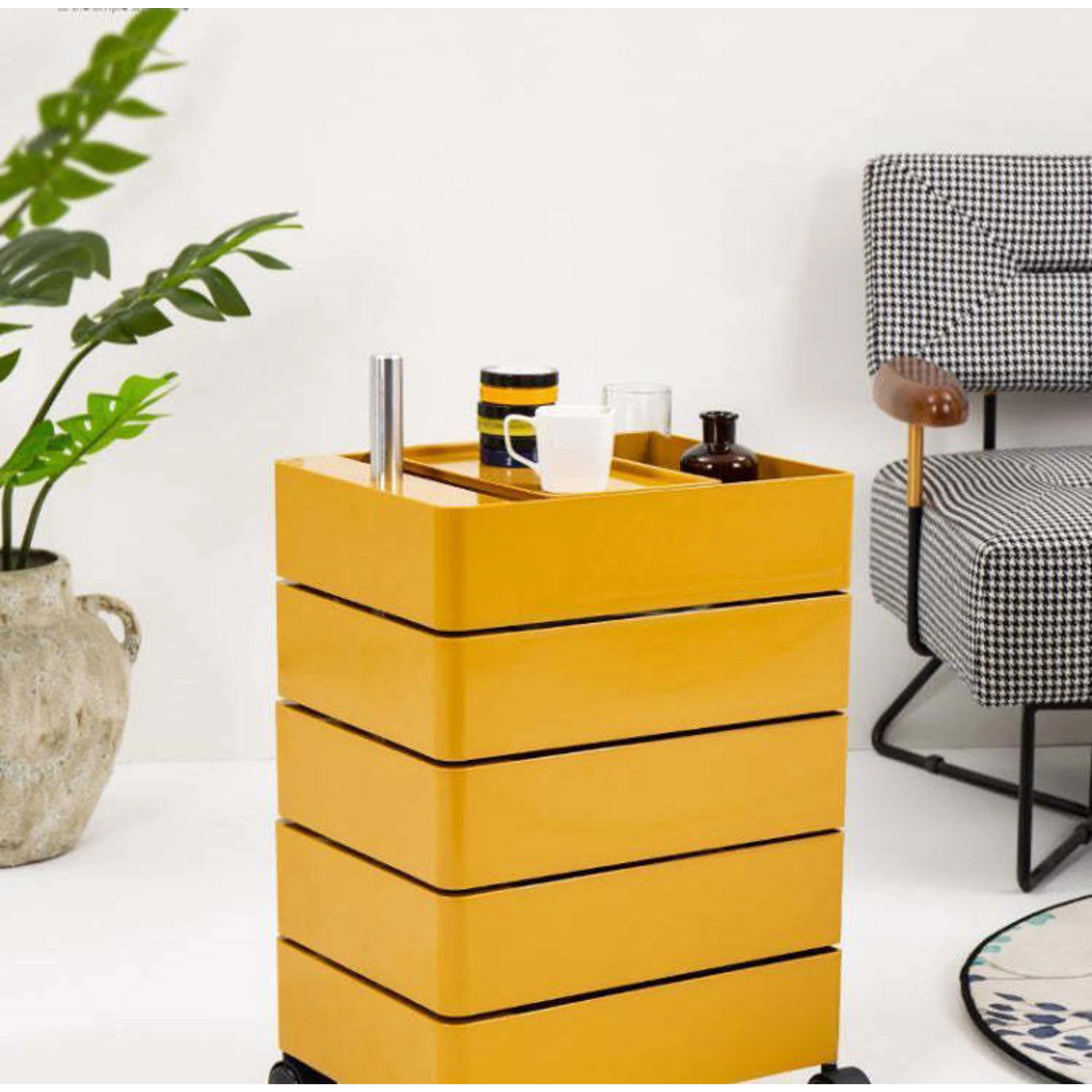 MODE Rosa Rotatable Trolley Cart, Yellow