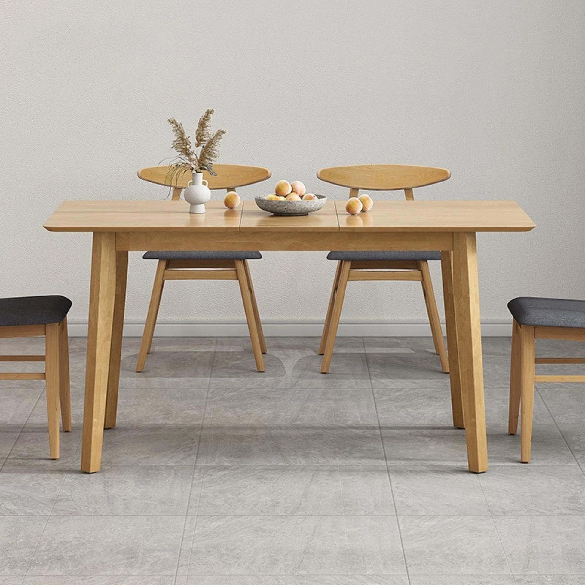 Loft Hansan Extendable Dining Table with 4 chairs, Natural Wood