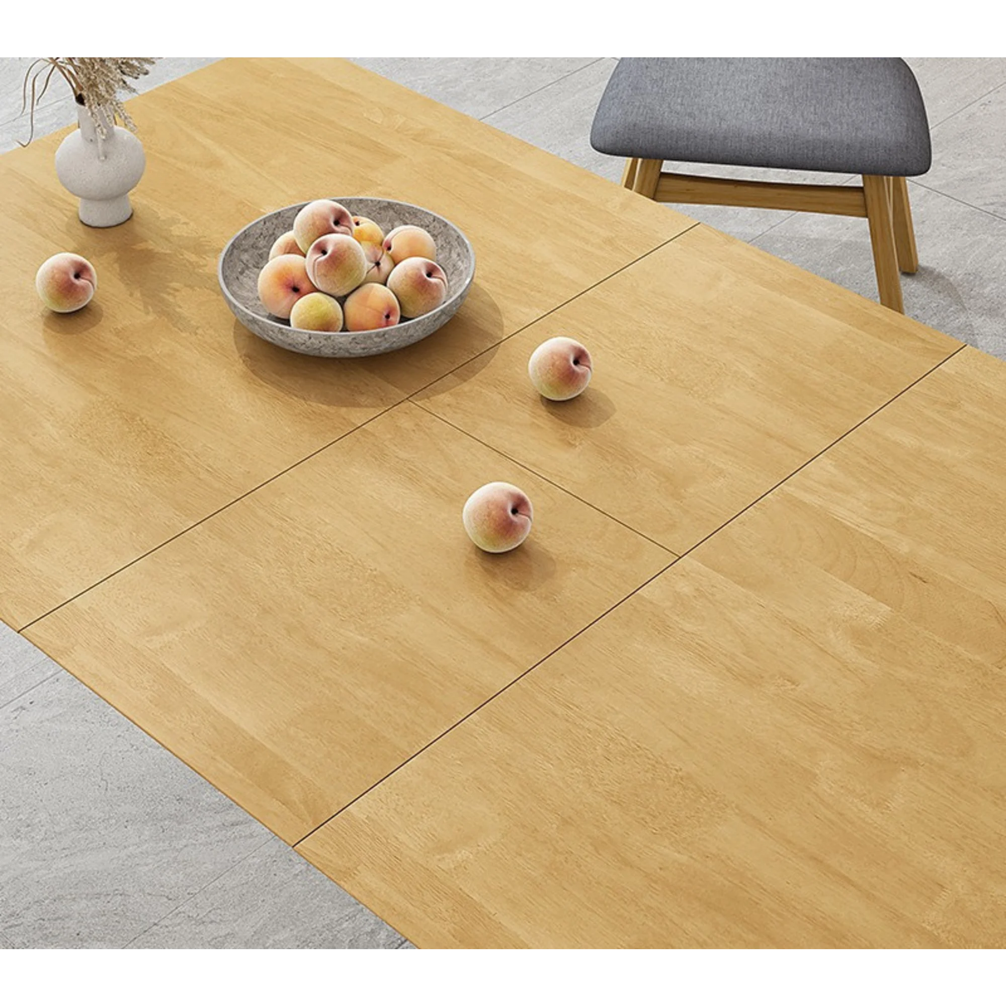 Loft Hansan Extendable Dining Table with 4 chairs, Natural Wood