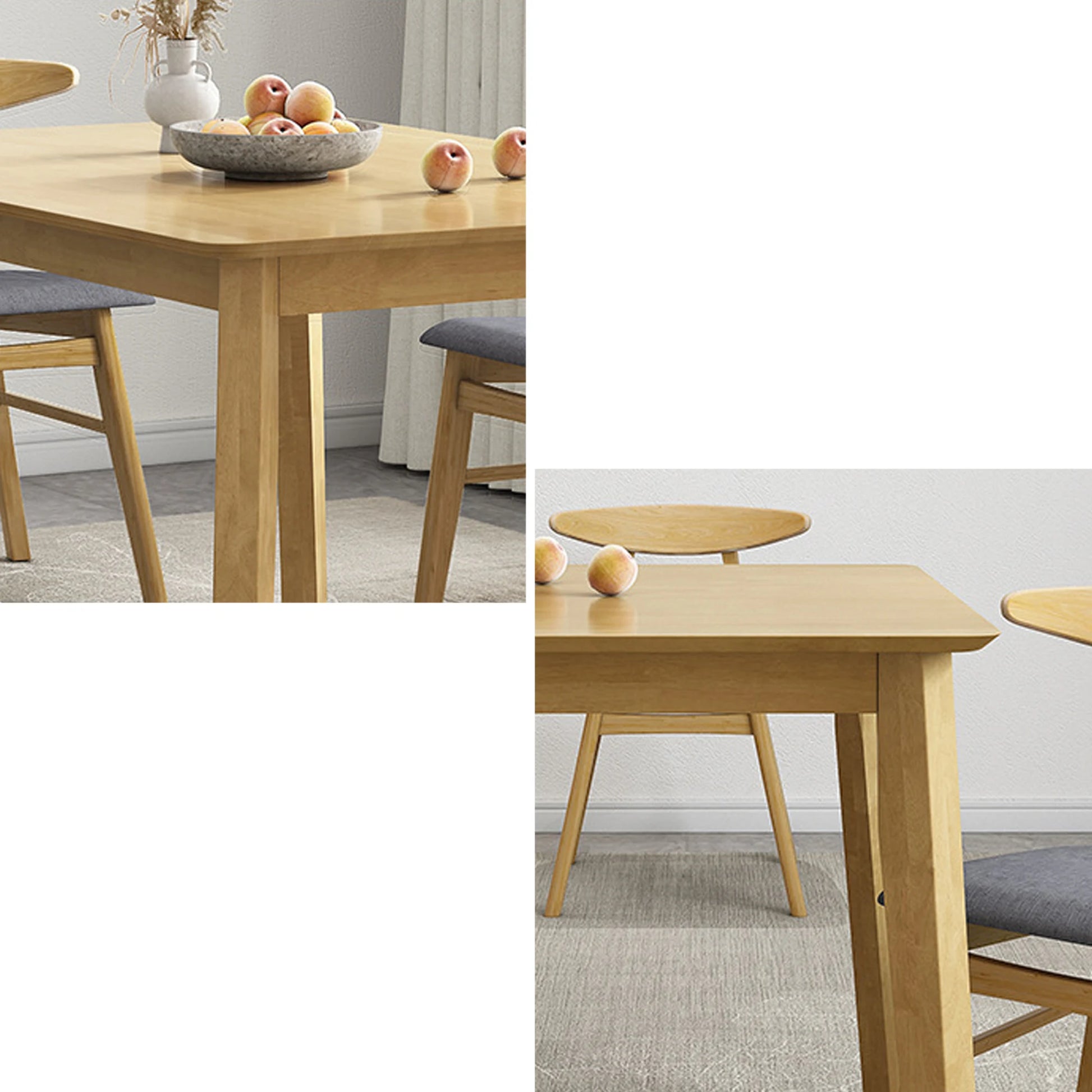 Loft Hansan Extendable Dining Table with 4 chairs, Natural Wood