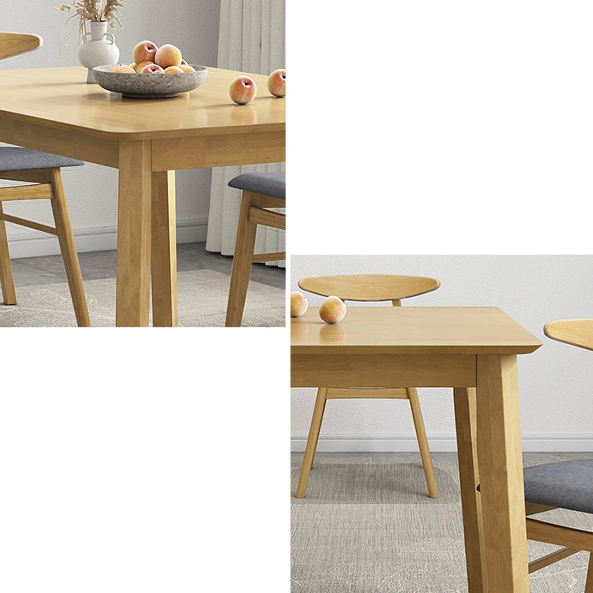 Loft Hansan Extendable Dining Table with 4 chairs, Natural Wood