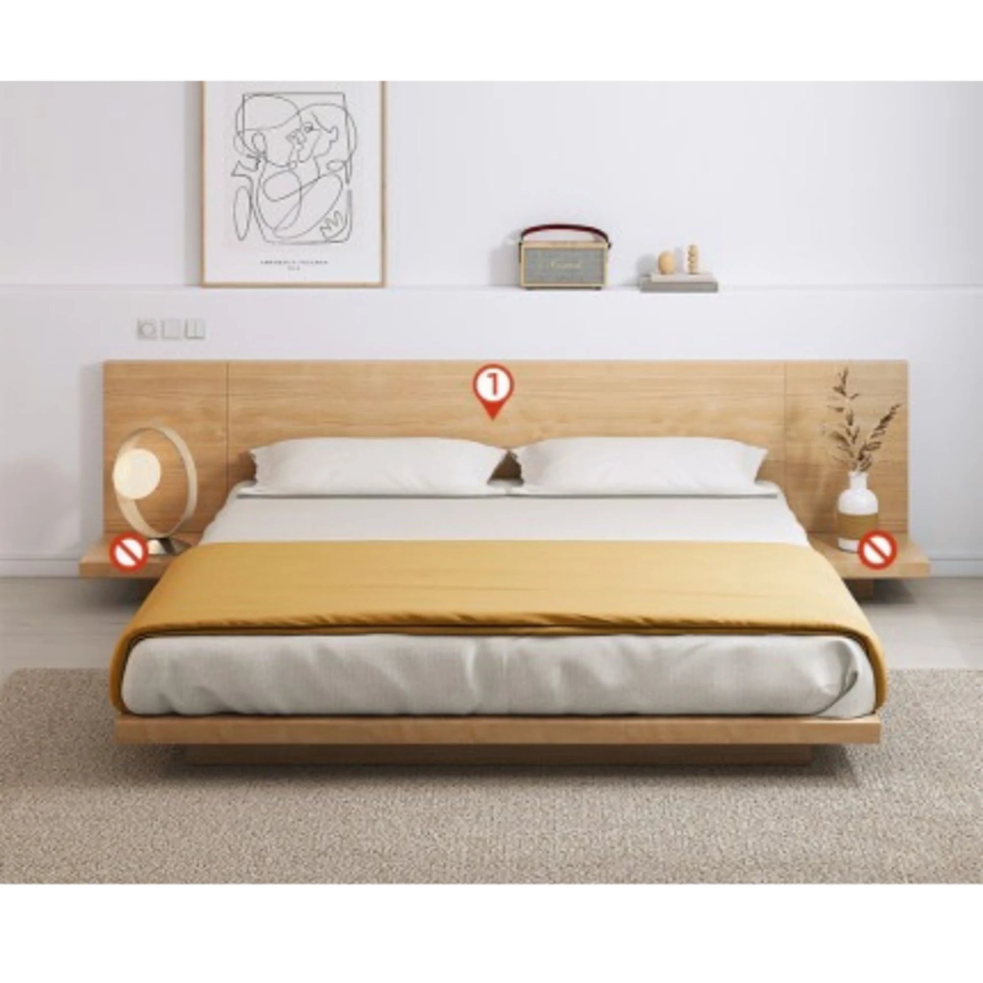 Loft Japandi Platform Bed Frame, Natural Wood