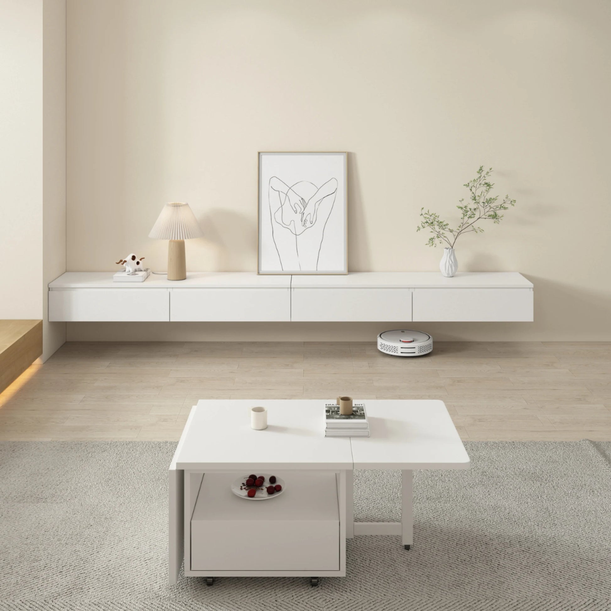 Loft Japandi Floating Entertainment Unit, 160cm, White