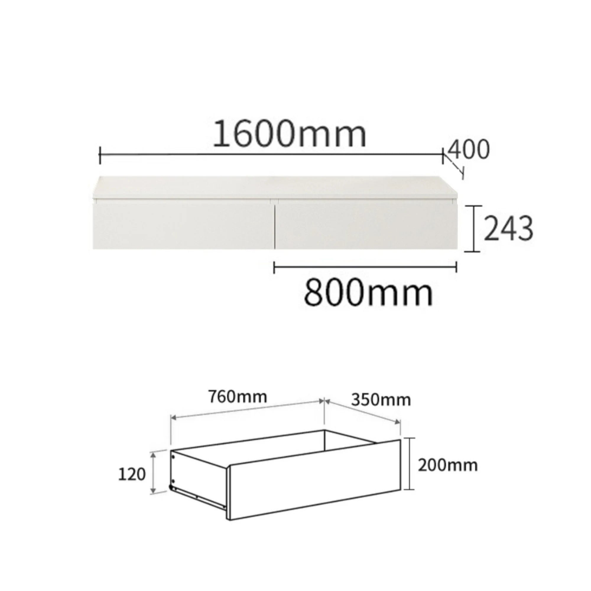 Loft Japandi Floating Entertainment Unit, 160cm, White