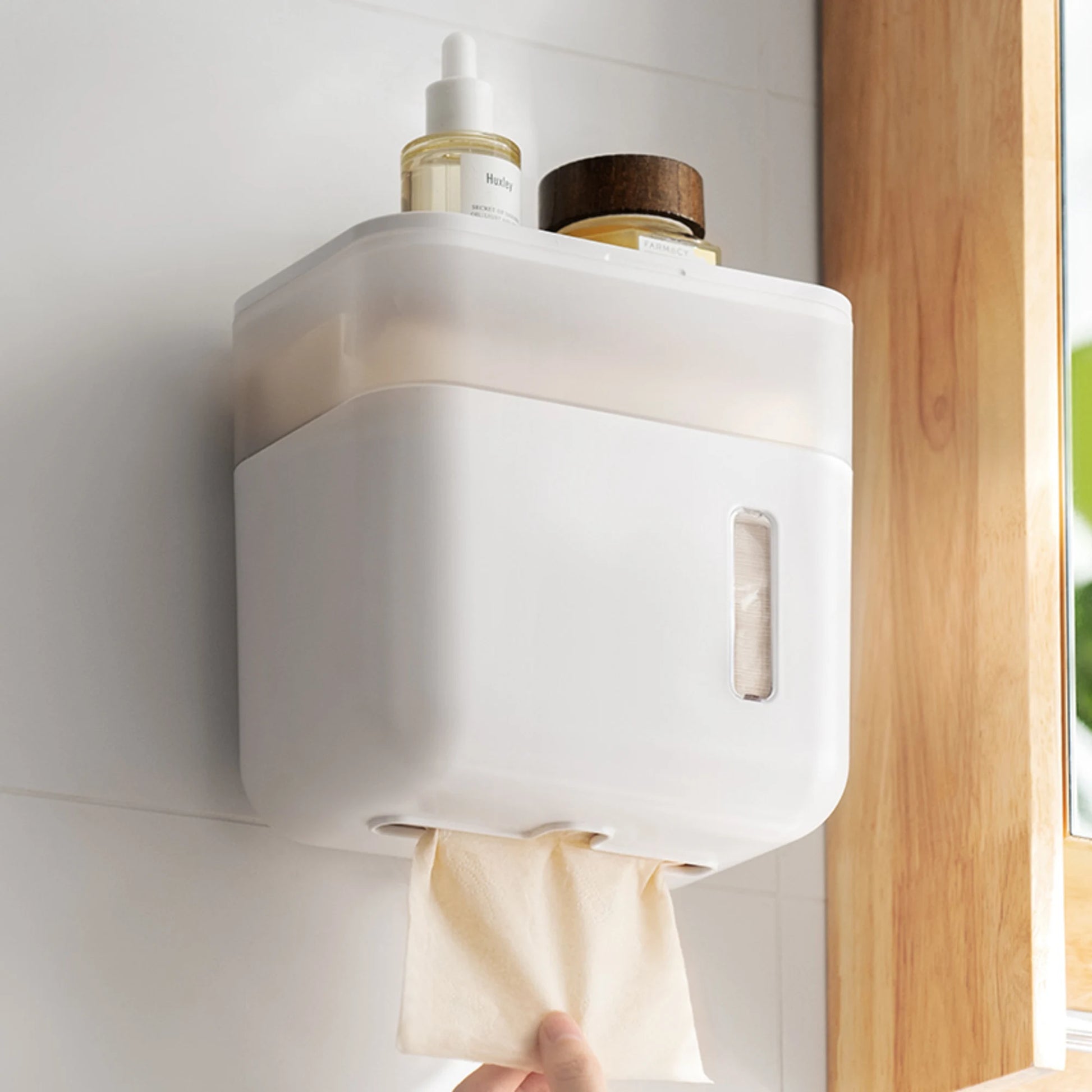 ZenLife Dale Multi-Functional Bathroom Wall Mounted Tissue Box, 18.7x12x18.8cm