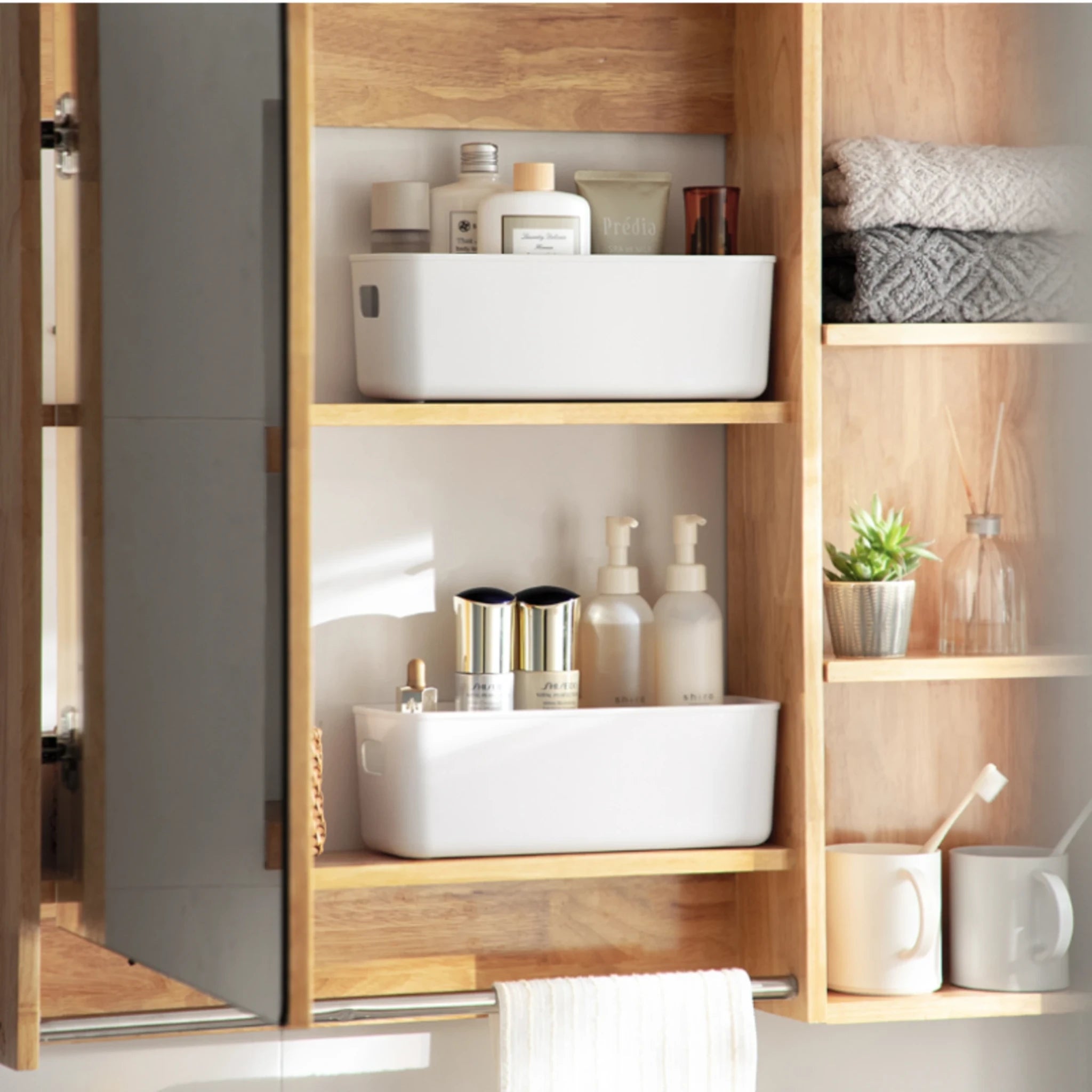 Zenlife Ridge Storage Basket With Handle, White