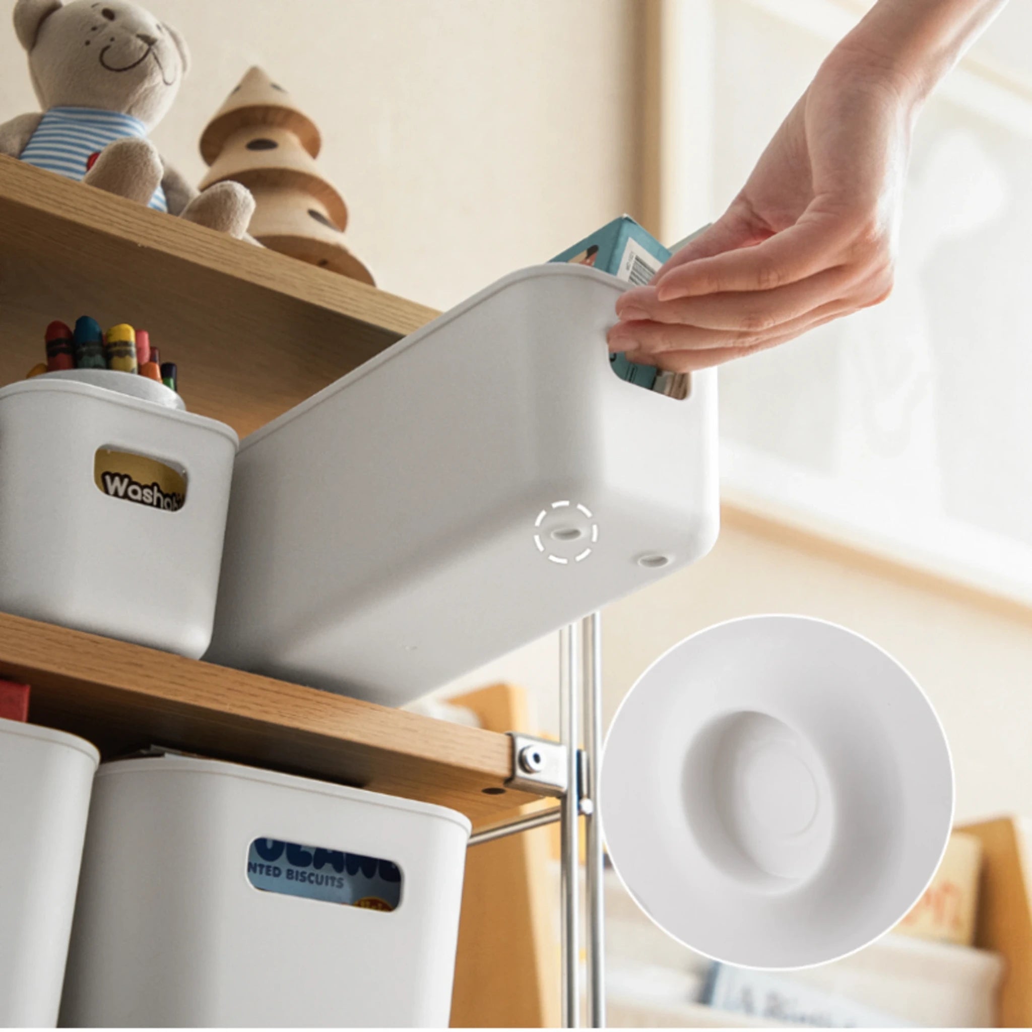 Zenlife Ridge Storage Basket With Handle, White