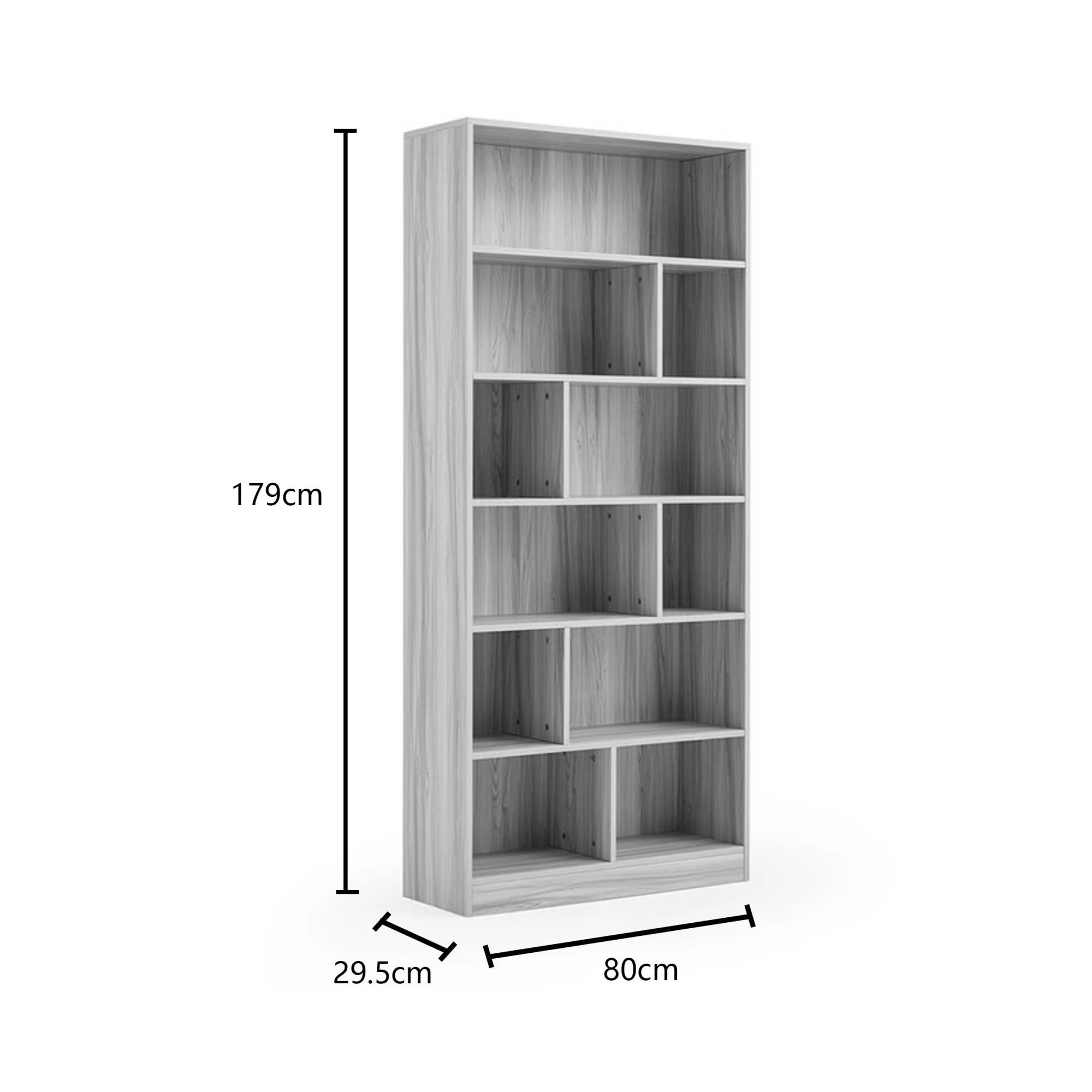 Linspire Noble Bookcase, Natural Wood, 80x29x179cm