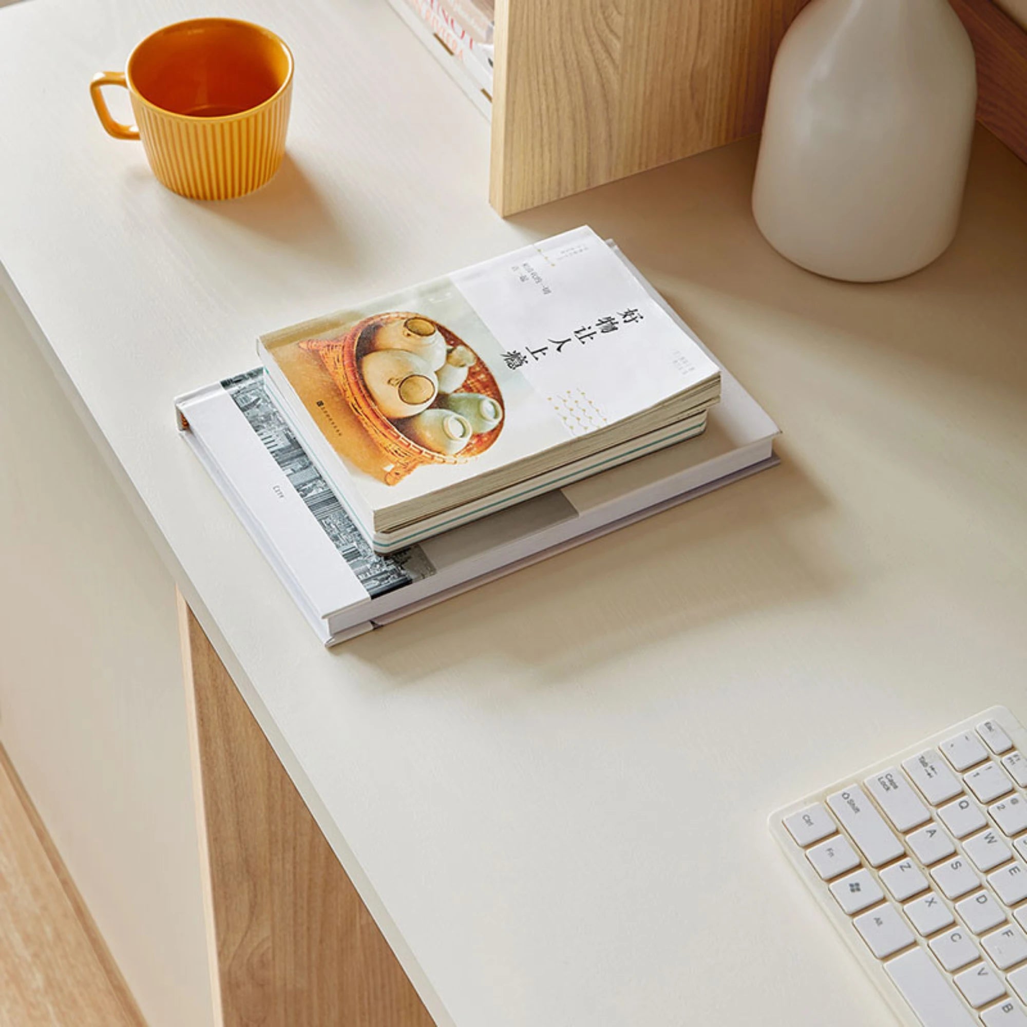 Linspire Noble Desk with Shelves, Natural Wood