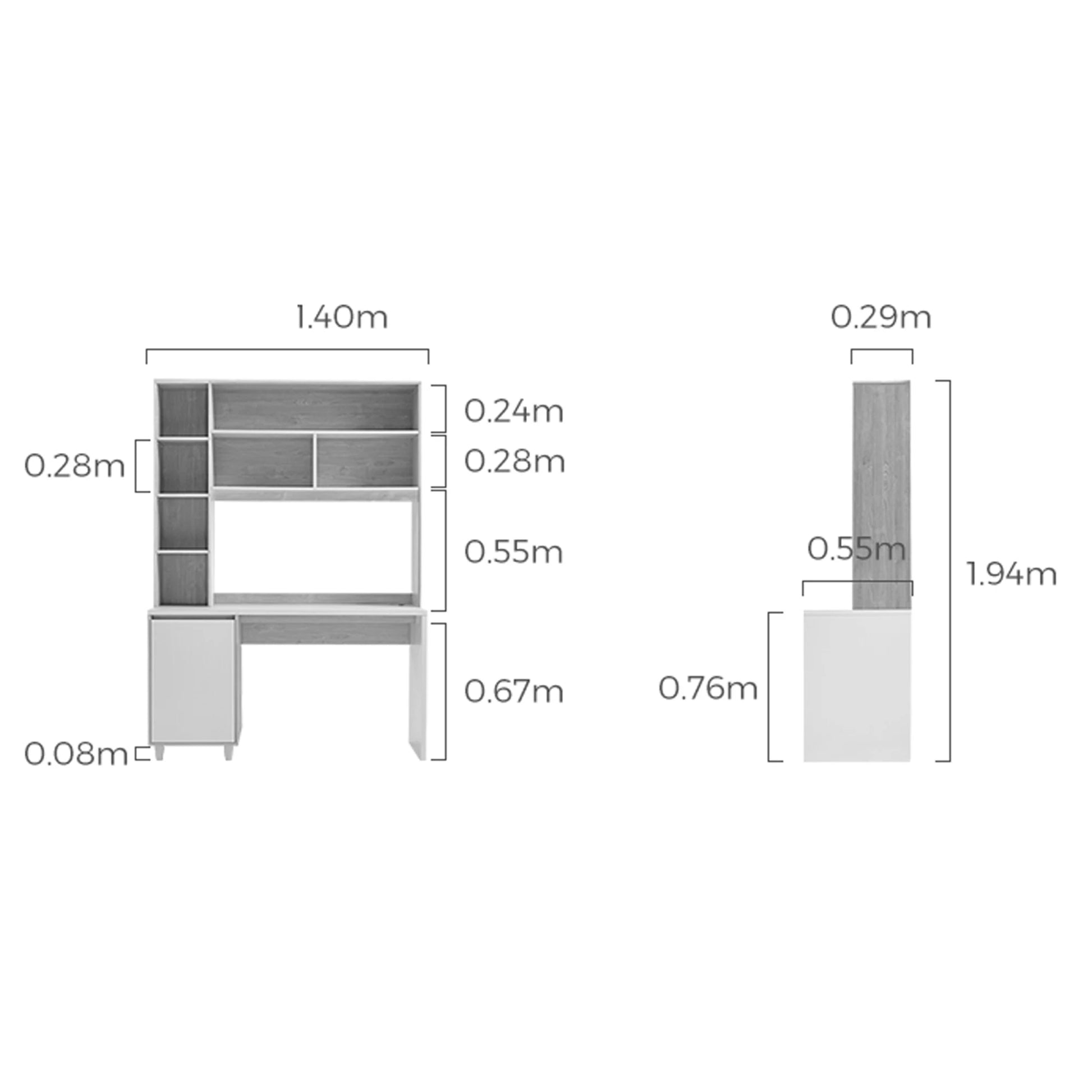Linspire Noble Desk with Shelves, Natural Wood