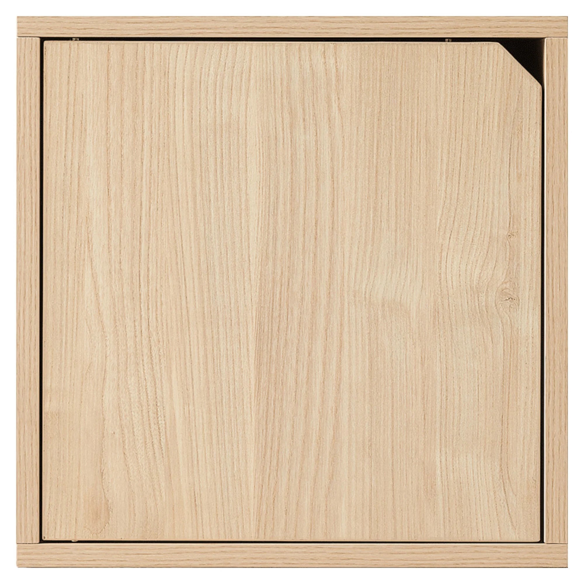 Linspire Geo Single Cube Storage with door, Natural Wood