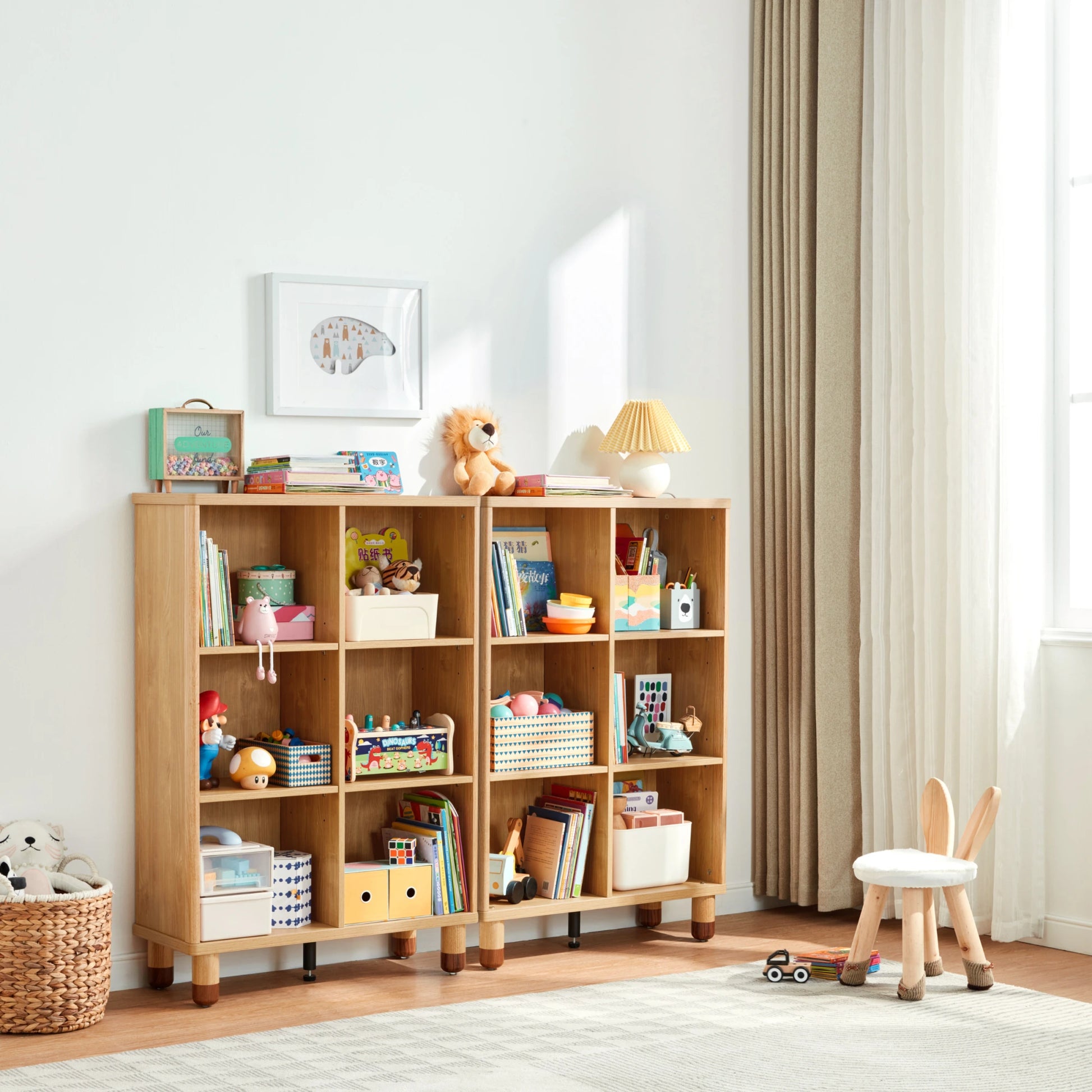 Linspire Horizon Kids 6 Cube Bookshelf, Natural Wood