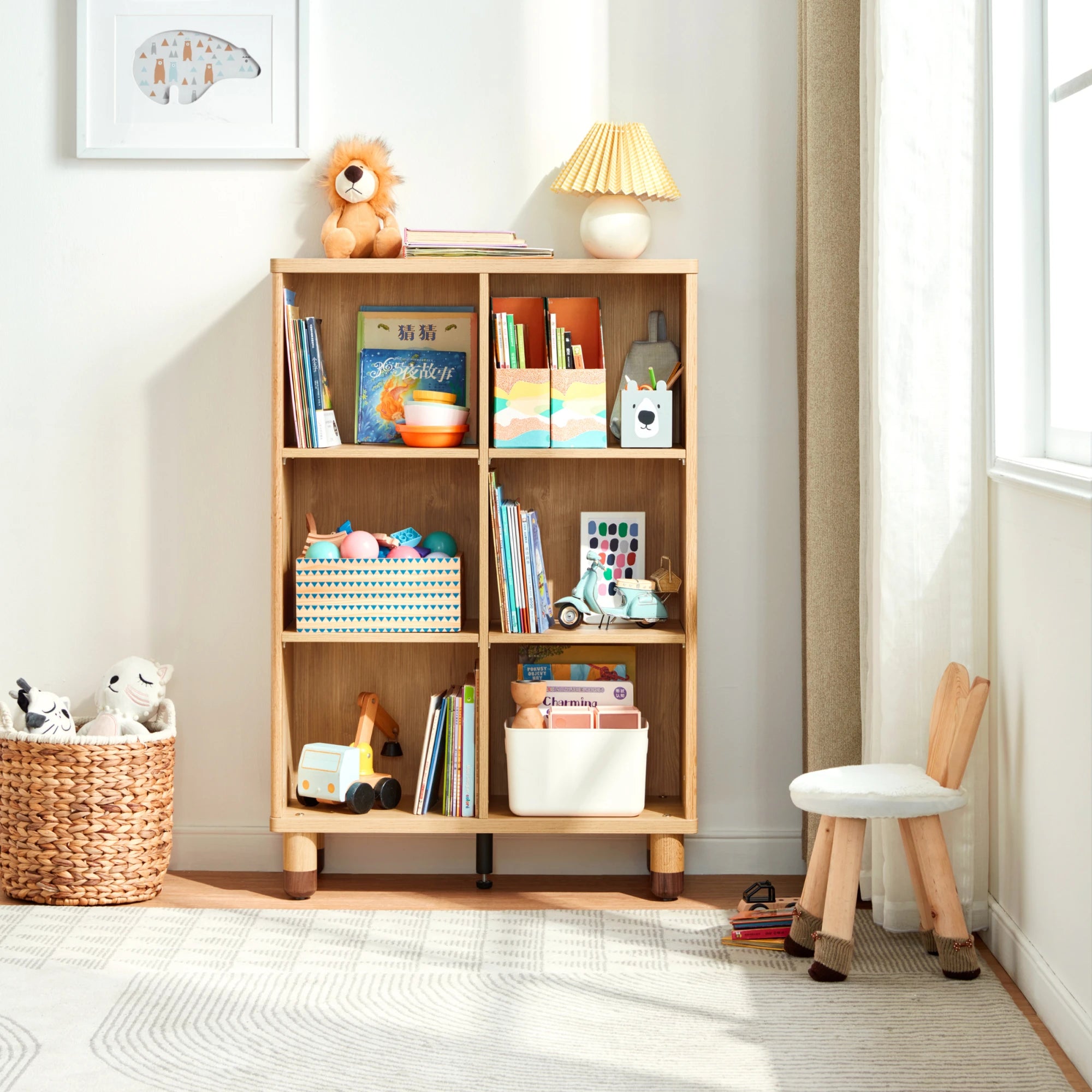 Linspire Horizon Kids 6 Cube Bookshelf, Natural Wood