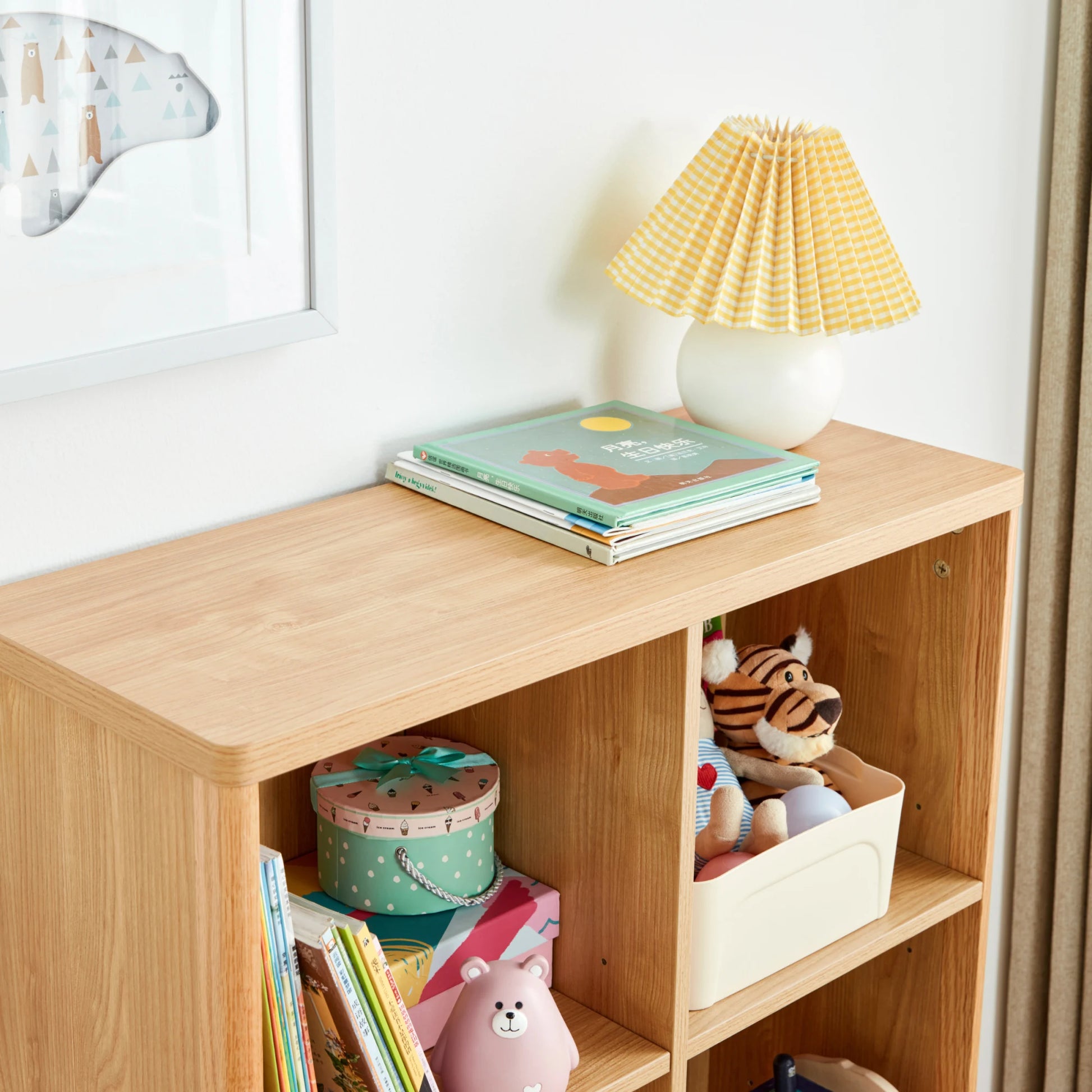 Linspire Horizon Kids 6 Cube Bookshelf, Natural Wood