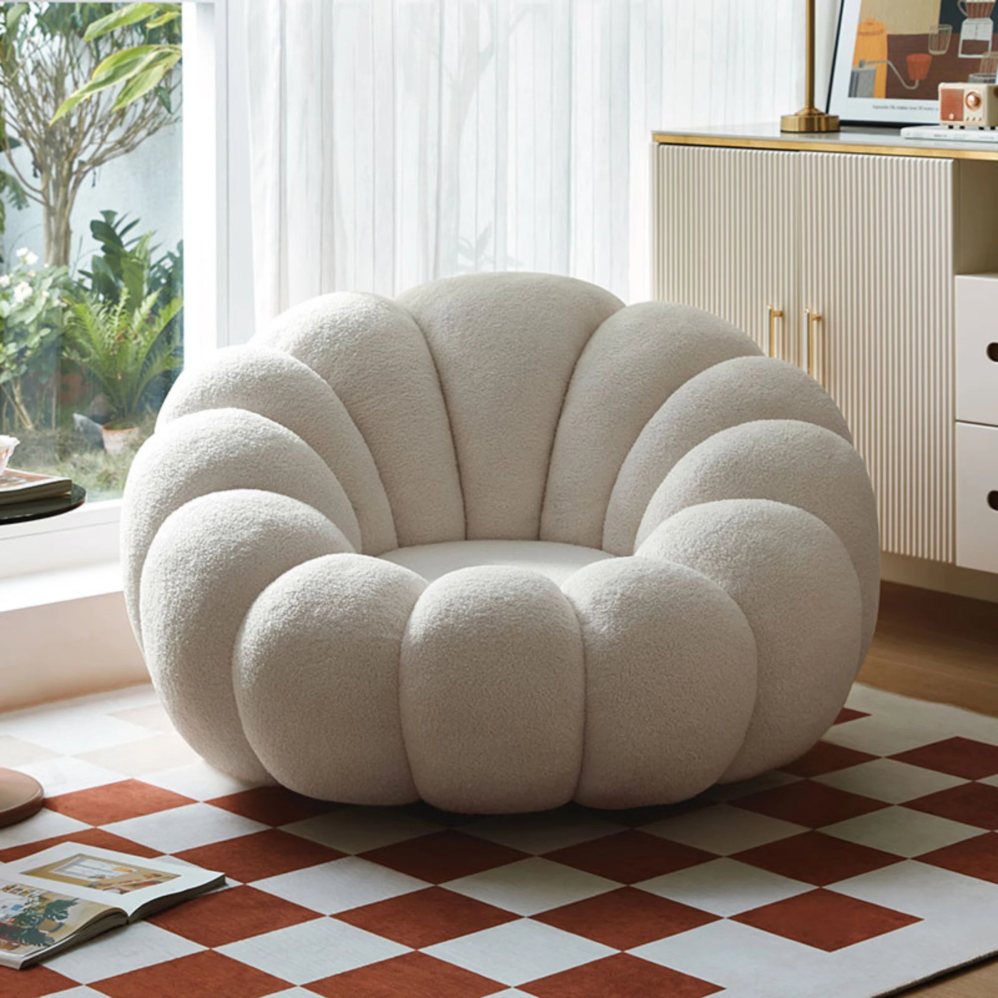 Linspire Lotus Boucle Swivel Armchair, Marshmallow