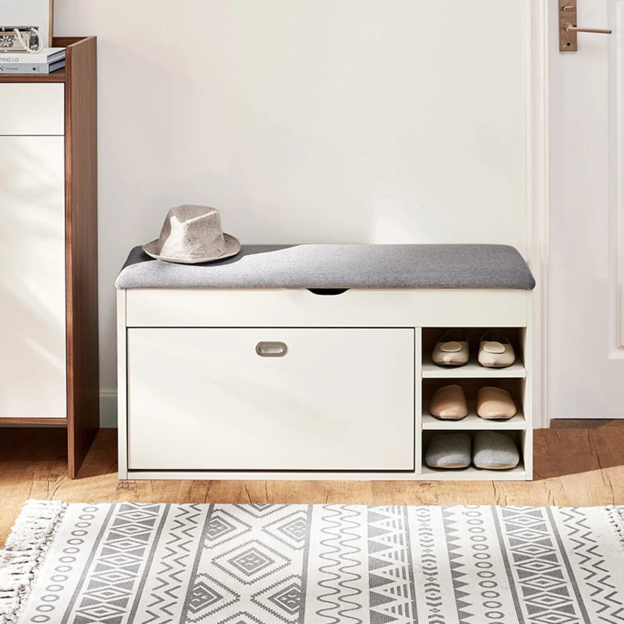 Linspire Miro Shoe Storage Bench, Large, White
