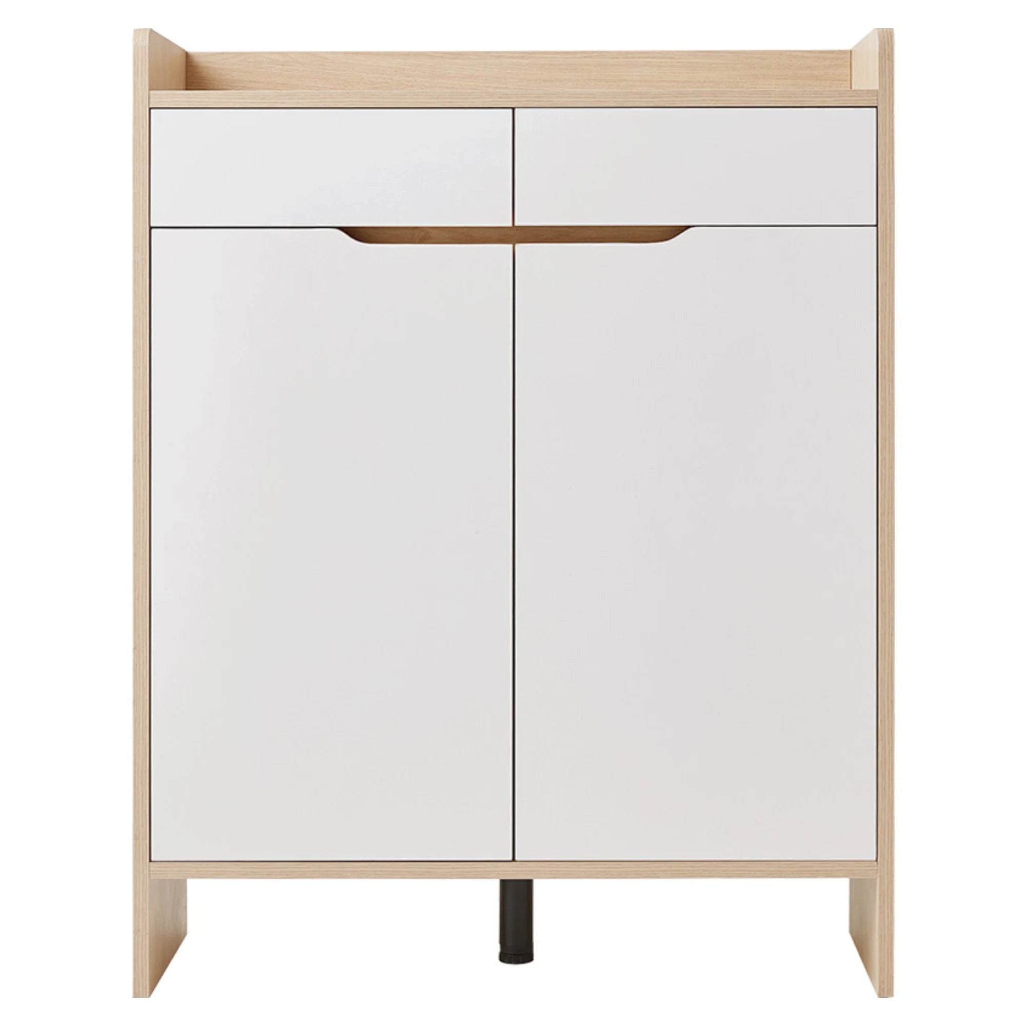 Linspire Miro Shoe Cabinet, Large, Natural Wood & White