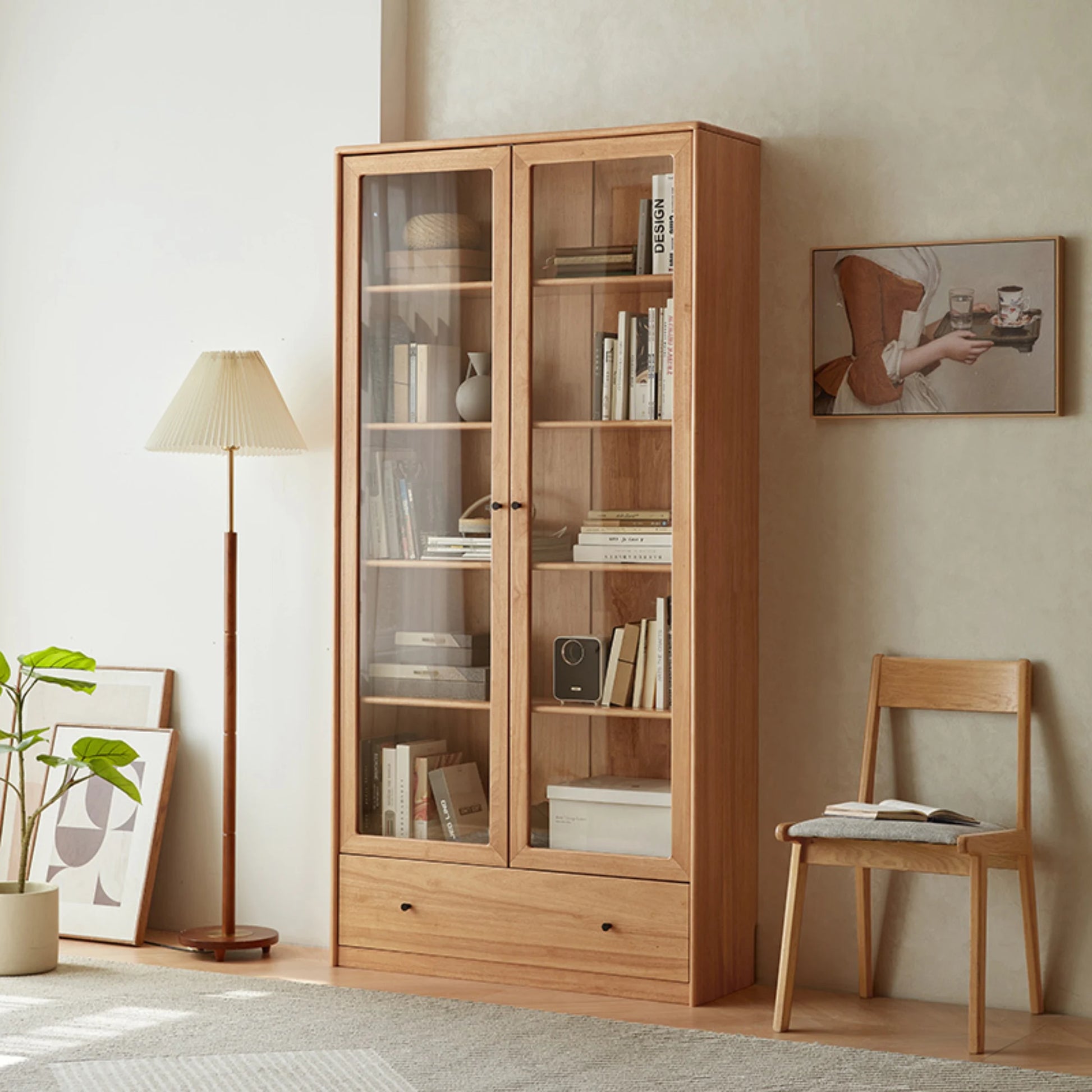 Linspire Ventus Bookcase with Glass Door & Storage Drawers