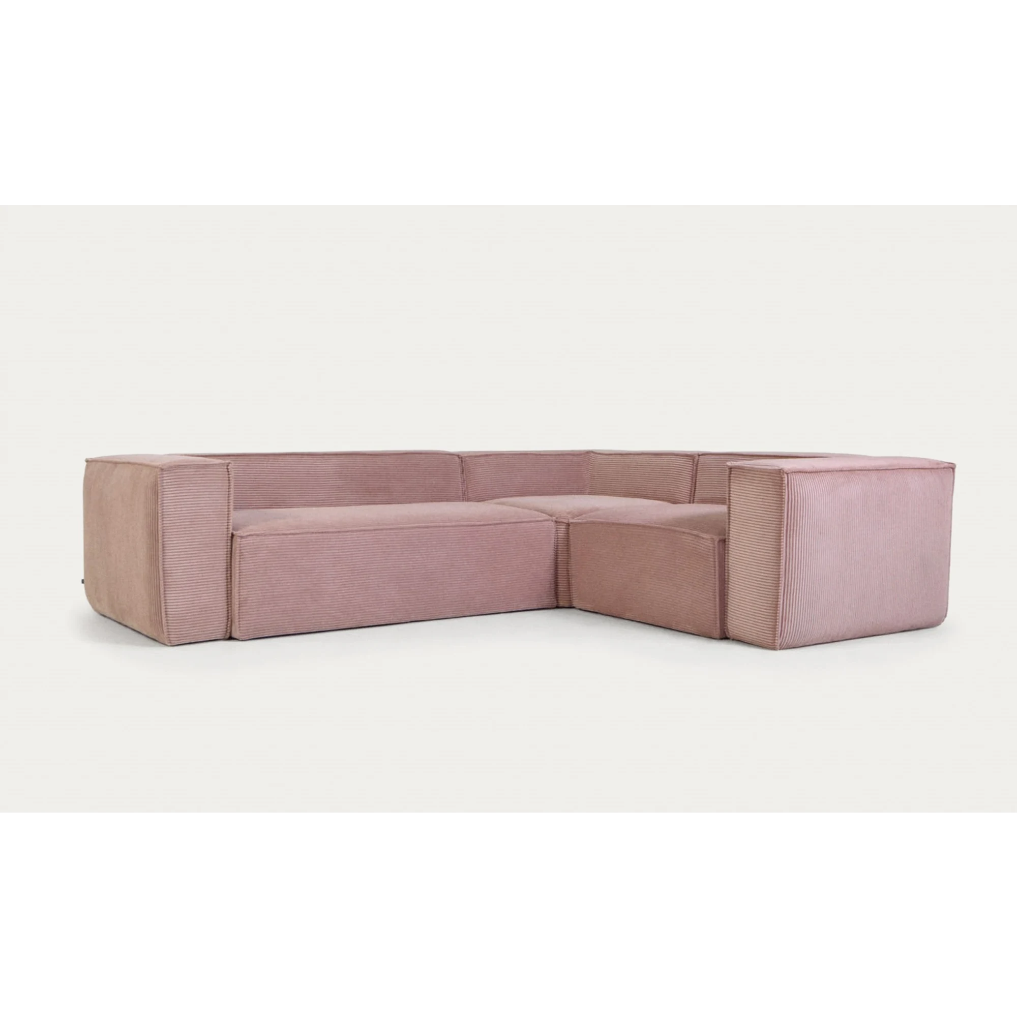 Kave Home Blok 3-Seat Corner Sofa, Corduroy, Pink