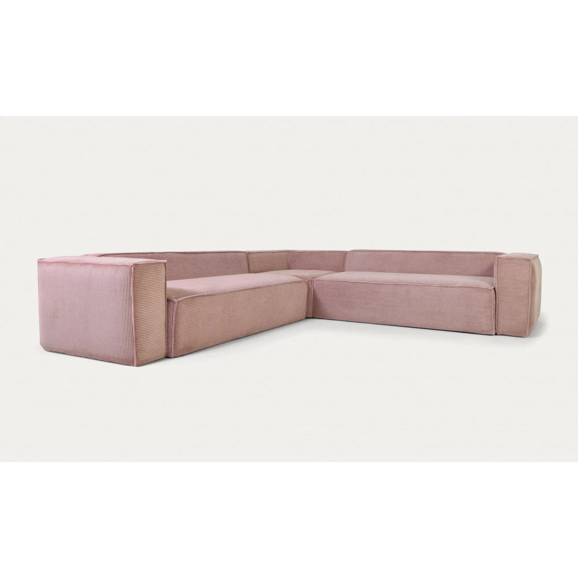 Kave Home Blok 6-Seat Corner Sofa, Corduroy, Pink