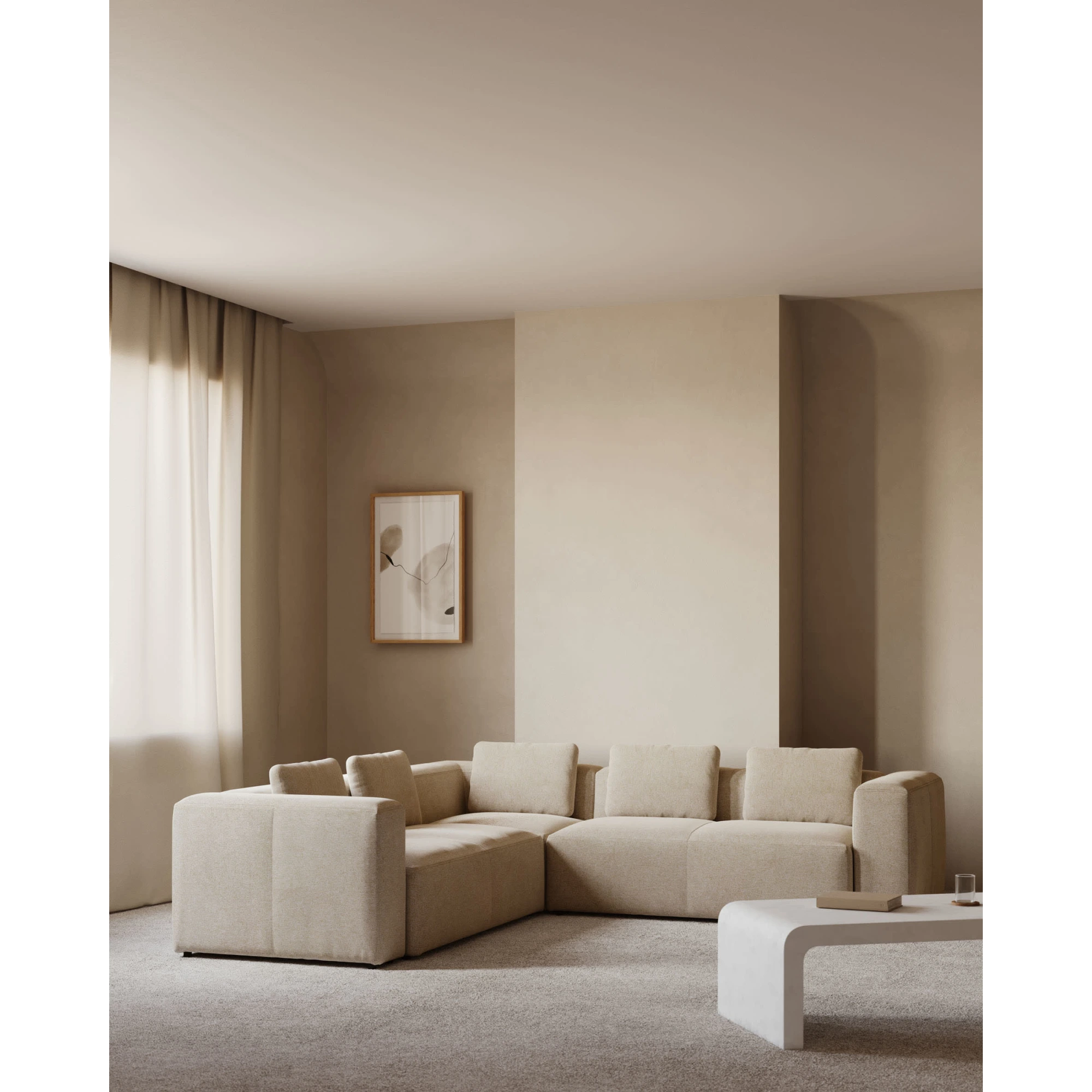 Kave Home Blok 5-Seat Corner Sofa, Beige