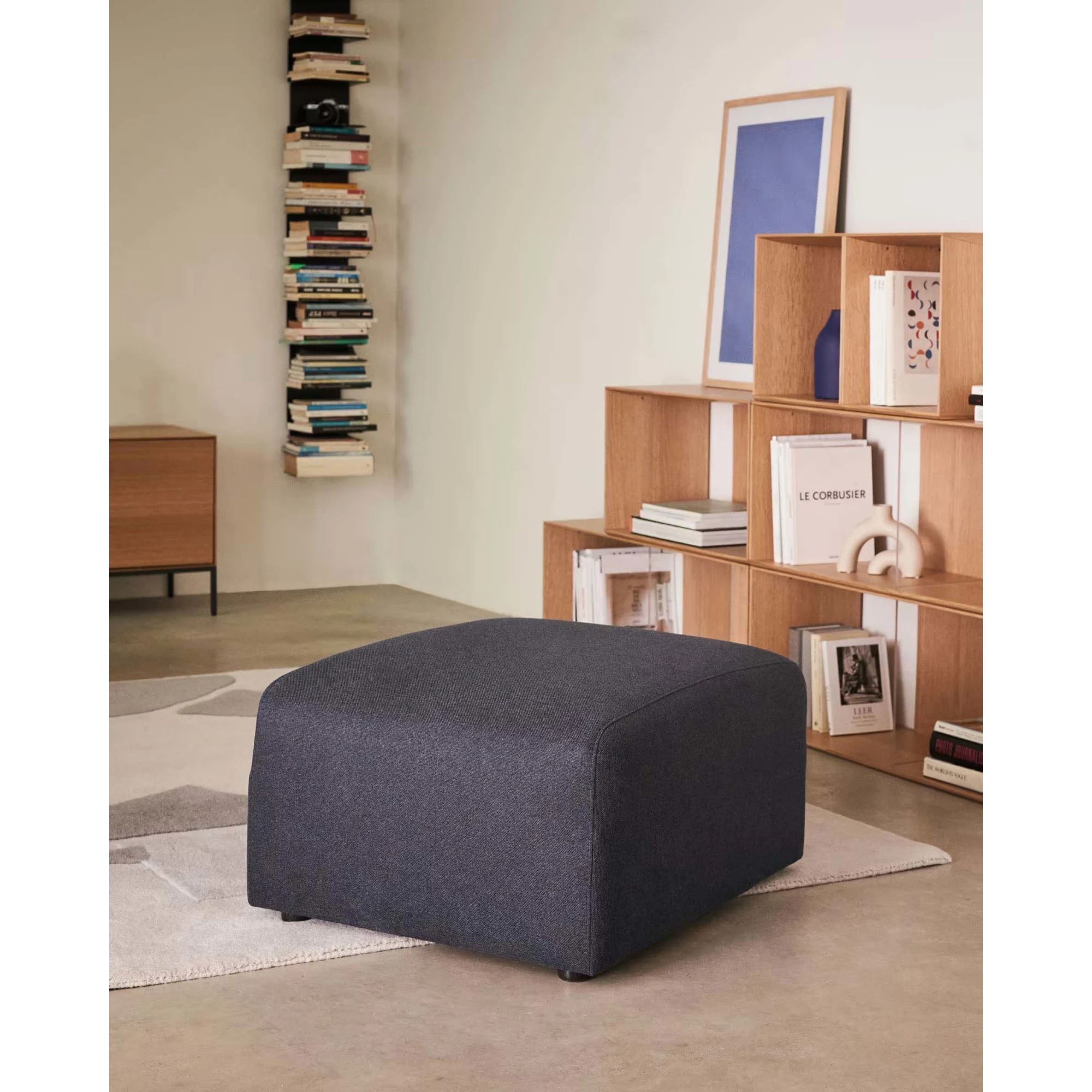 Kave Home Neom Ottoman, Blue, 75x65x40cm