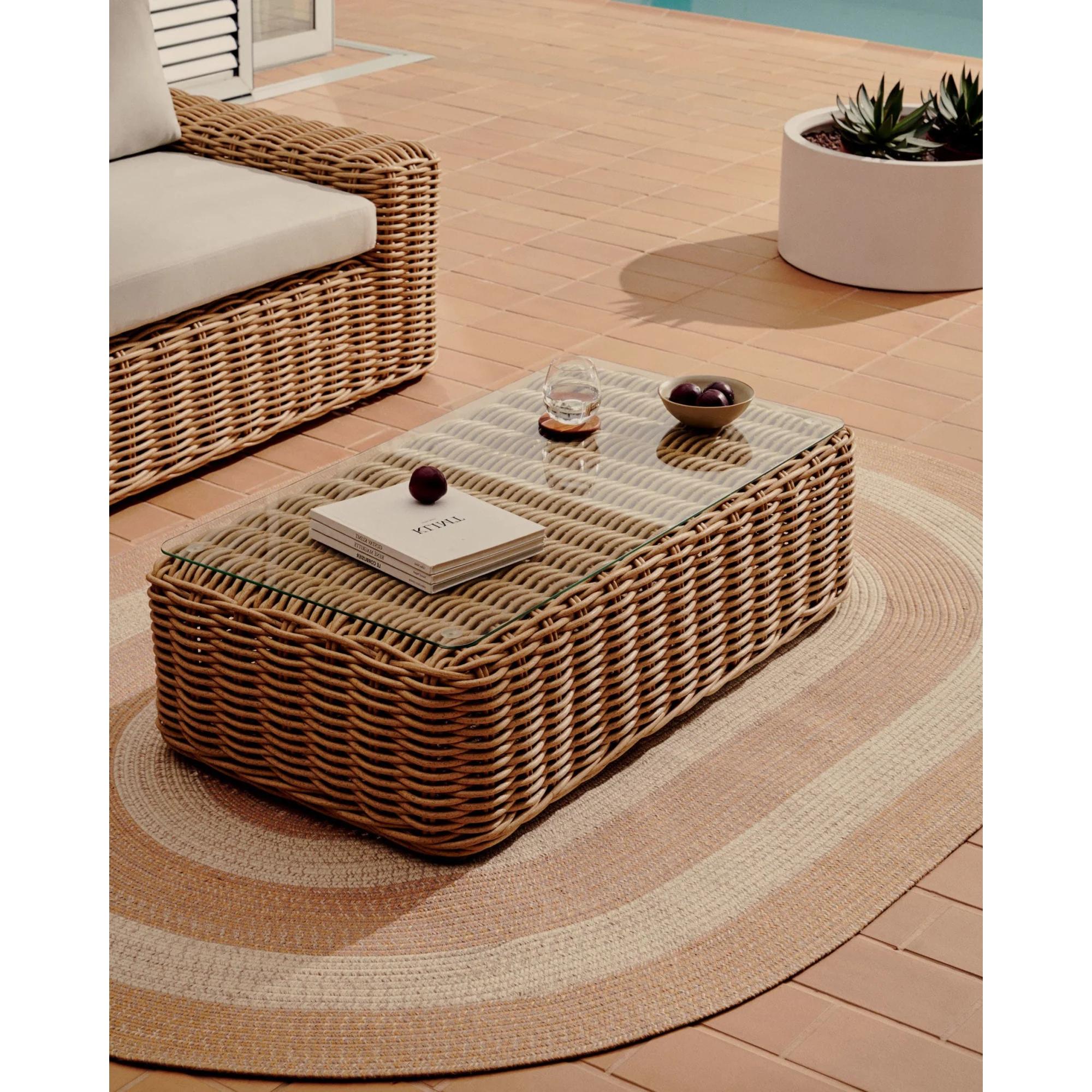 Kave Home Portlligat Faux Rattan Coffee Table