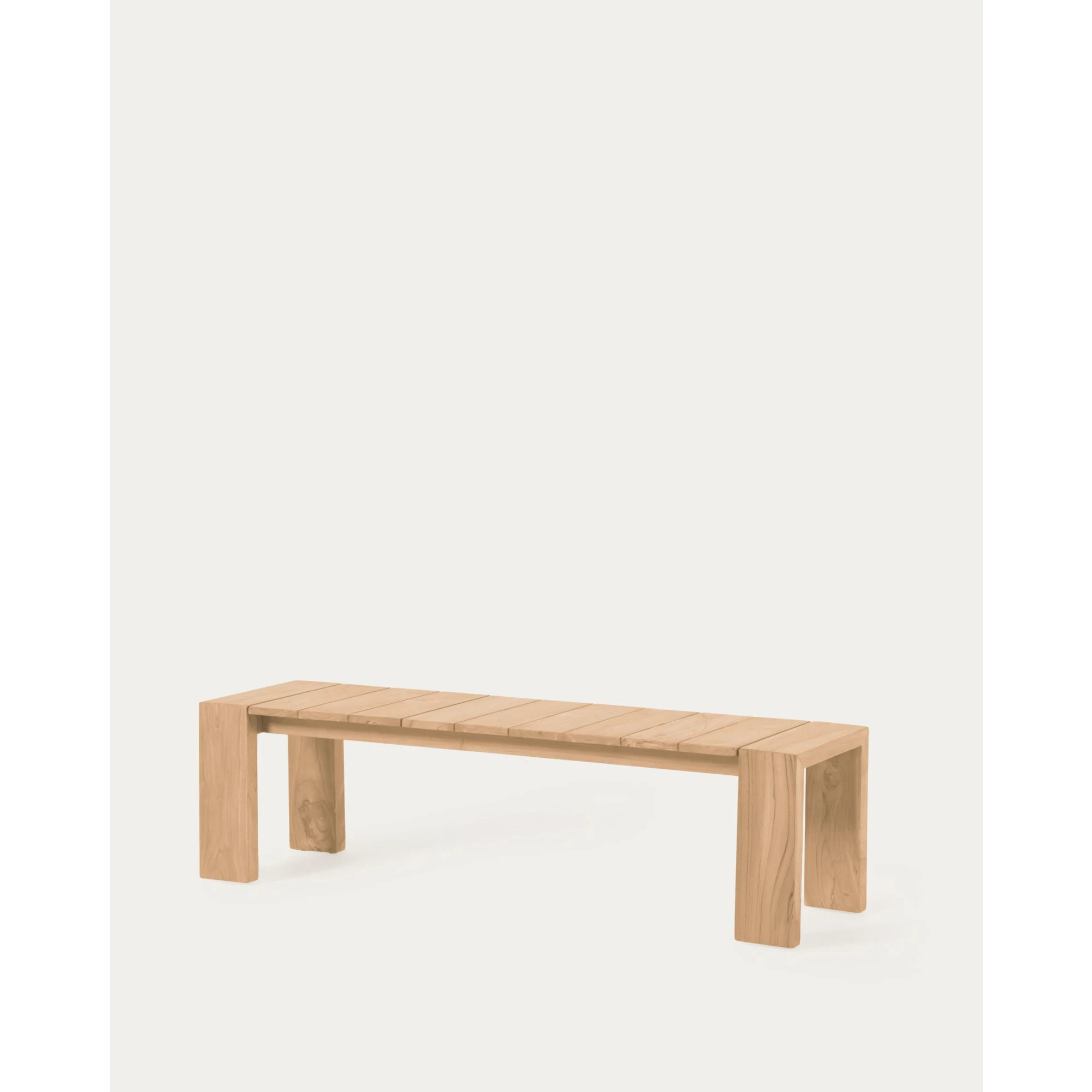 Kave Home Victoire Solid Teak Wood Bench, 215cm