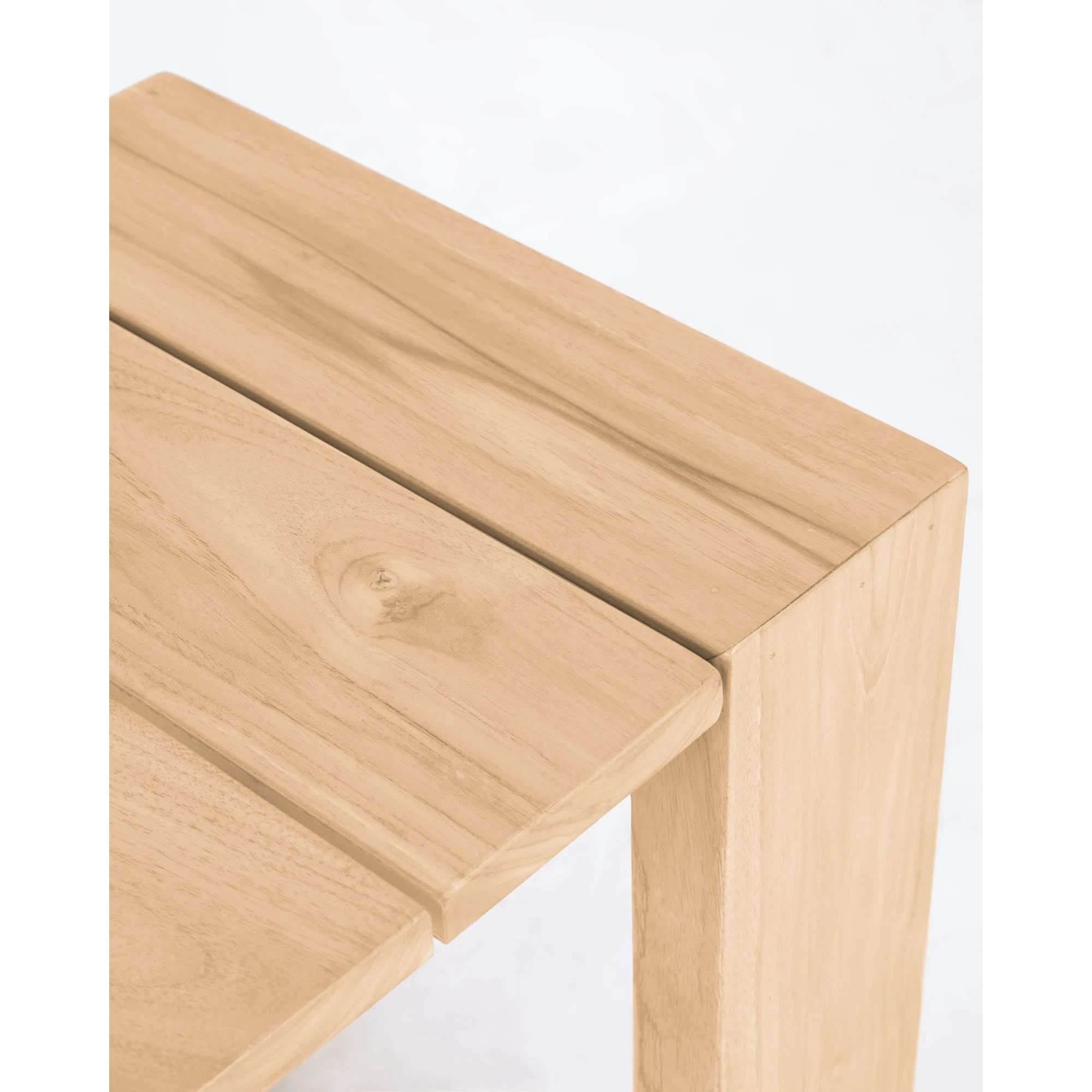 Kave Home Victoire Solid Teak Wood Bench, 215cm