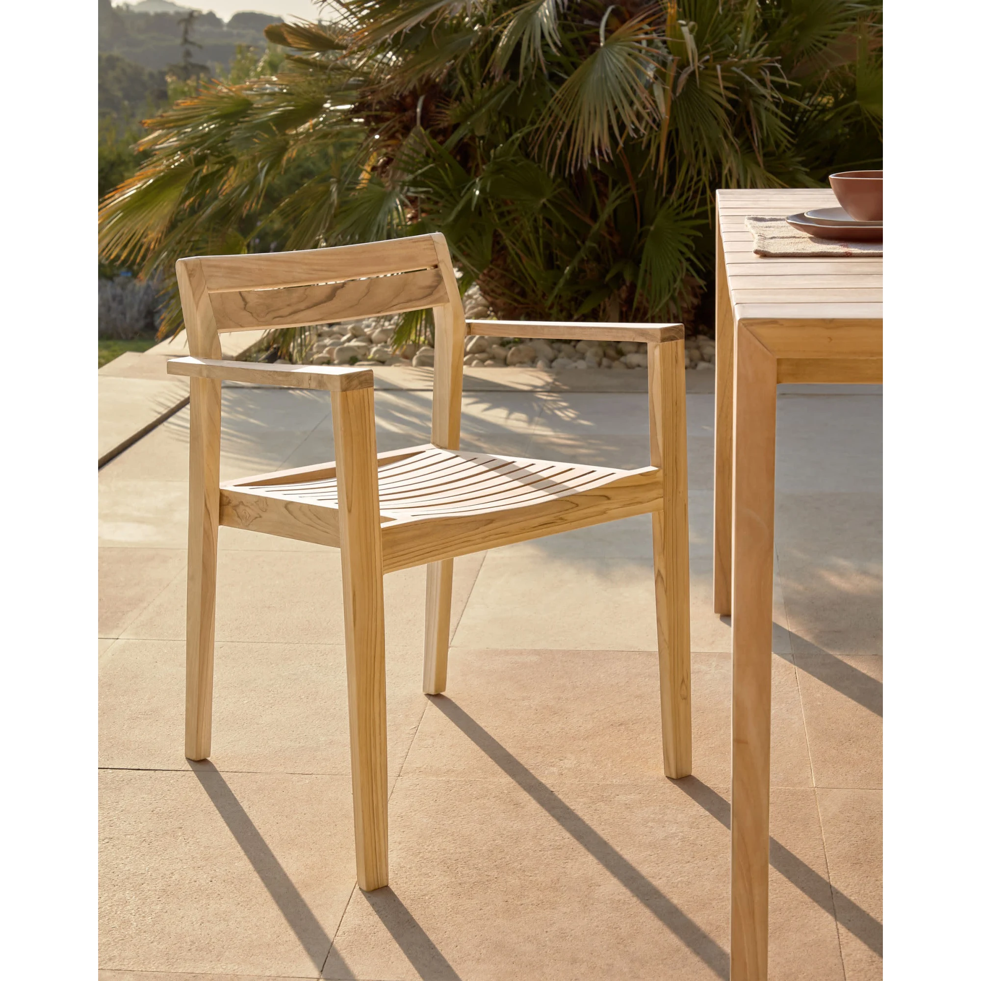 Kave Home Victoire Solid Teak Wood Dining Chair, Set of 4