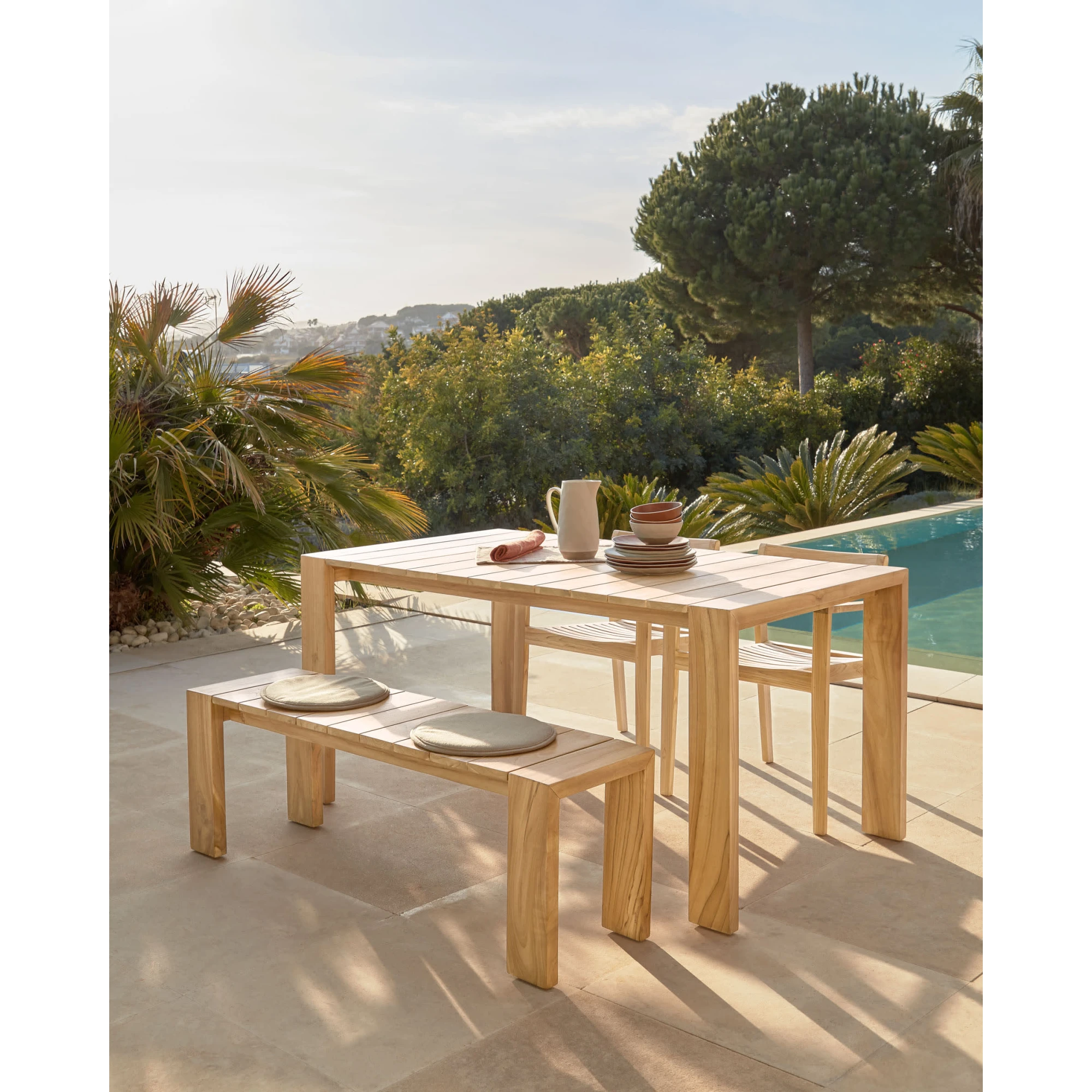 Kave Home Victoire Solid Teak Wood Dining Table, 240cm