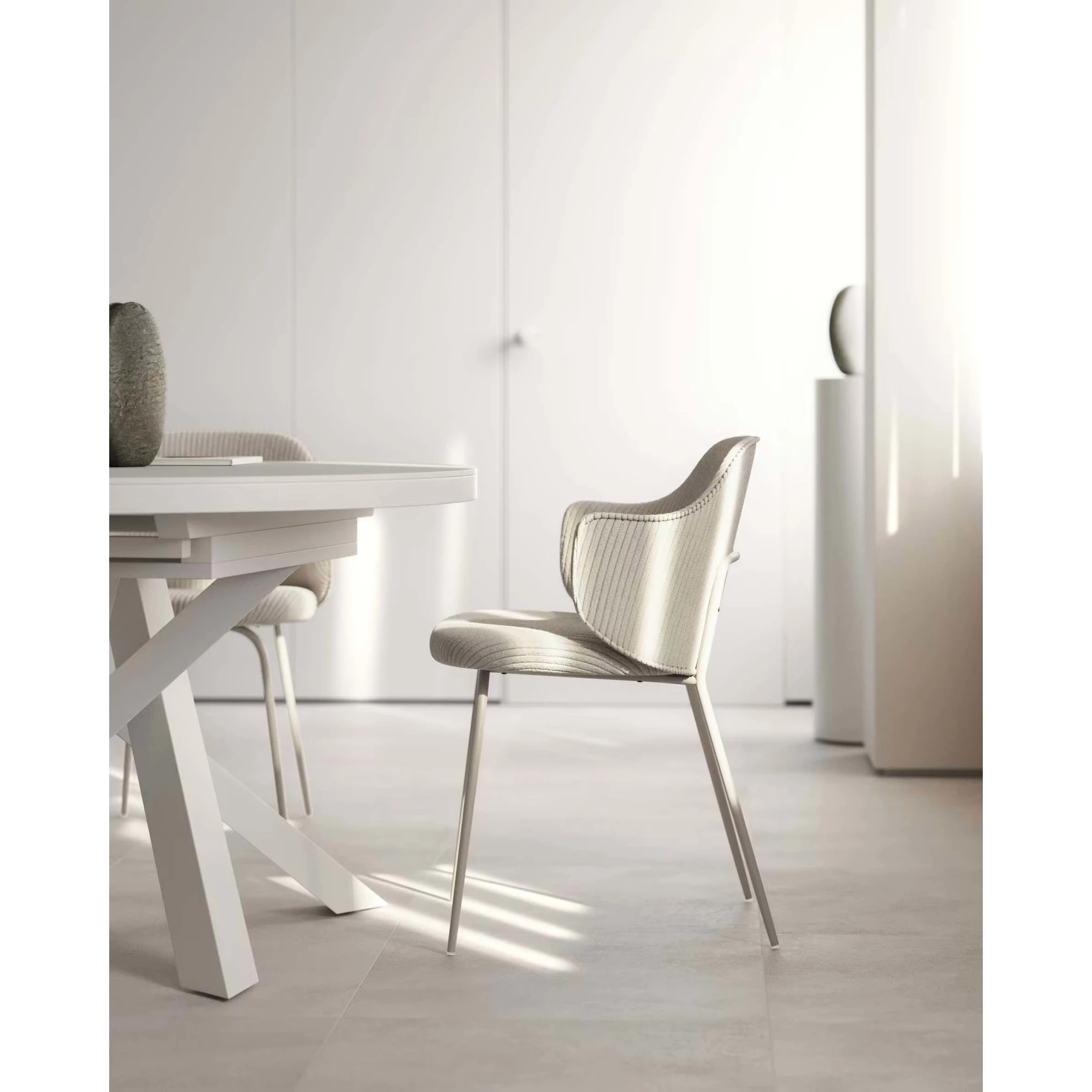Kave Home Yunia Corduroy Dining Chair, Beige