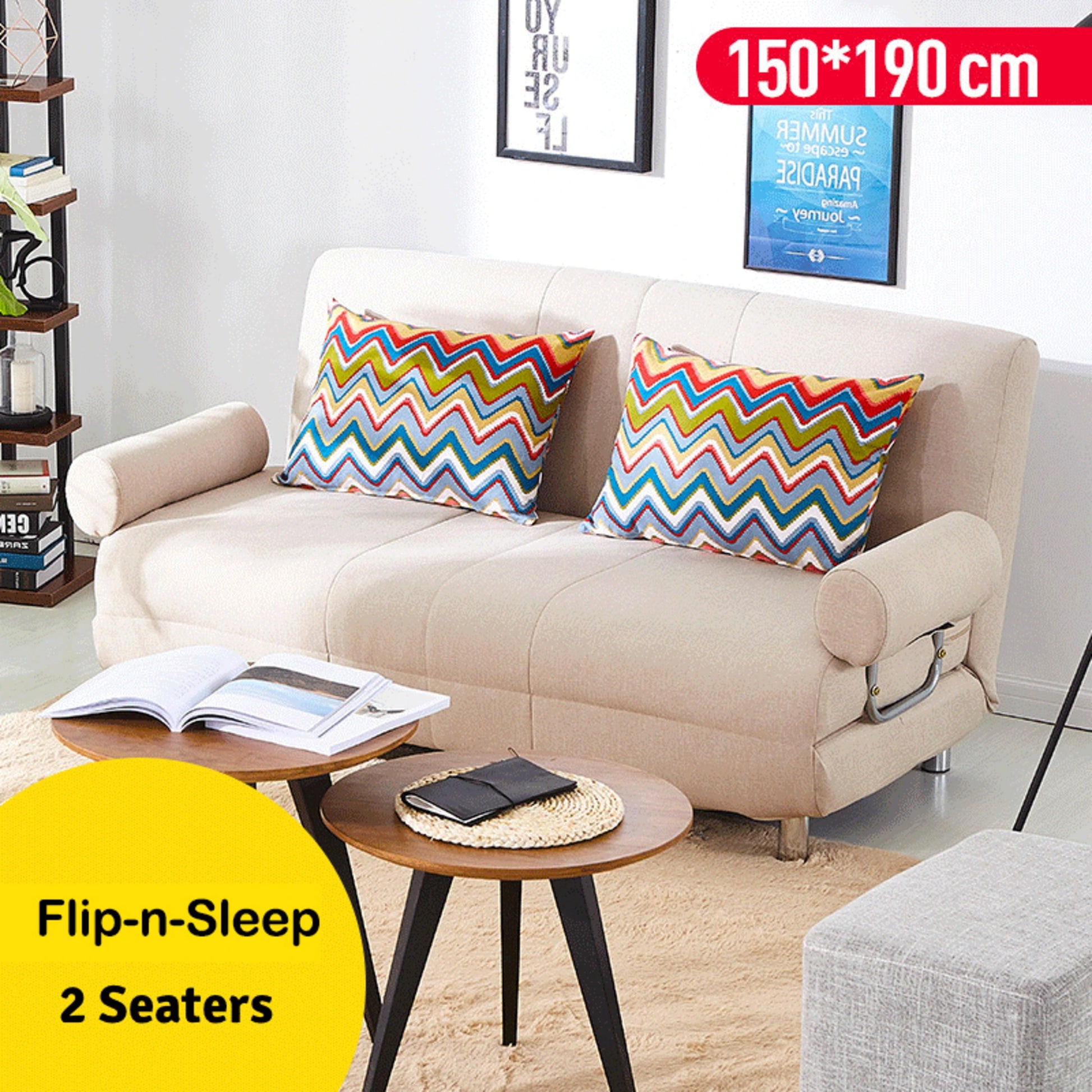 Urbana Flip-n-Sleep 2-Seater Sofa Bed, 150cm, Ivory