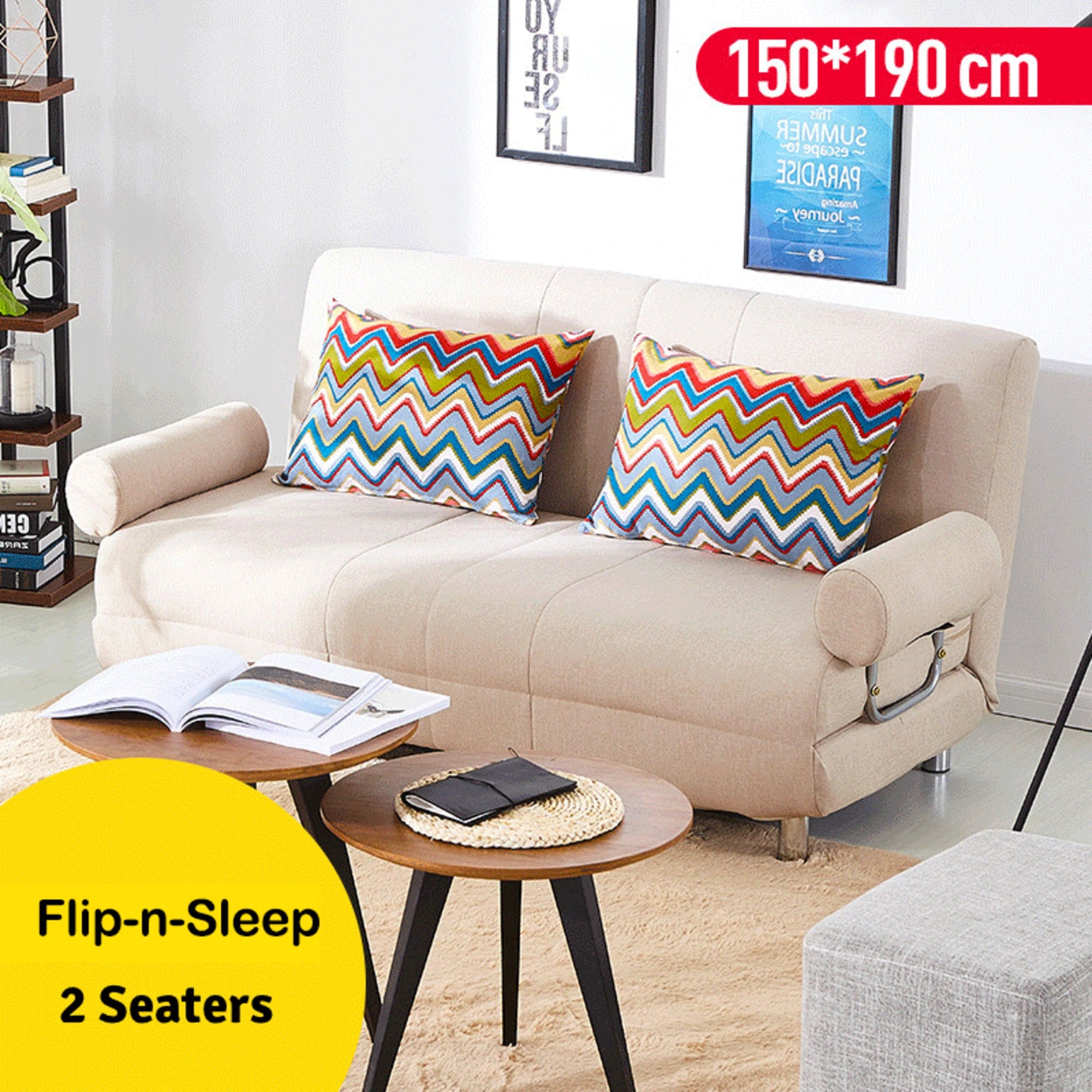 Urbana Flip-n-Sleep 2-Seater Sofa Bed, 150cm, Ivory