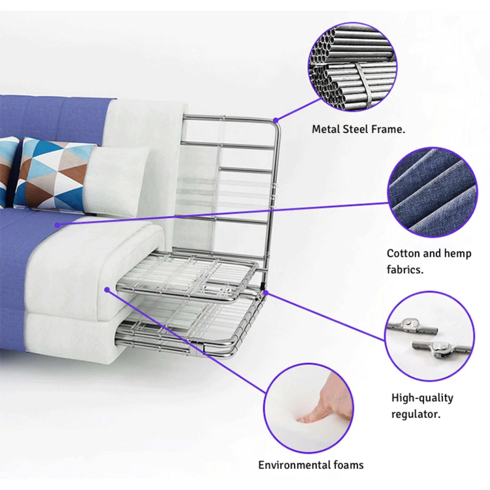 Urbana Flip-n-Sleep 2-Seater Sofa Bed, 150cm, Ivory