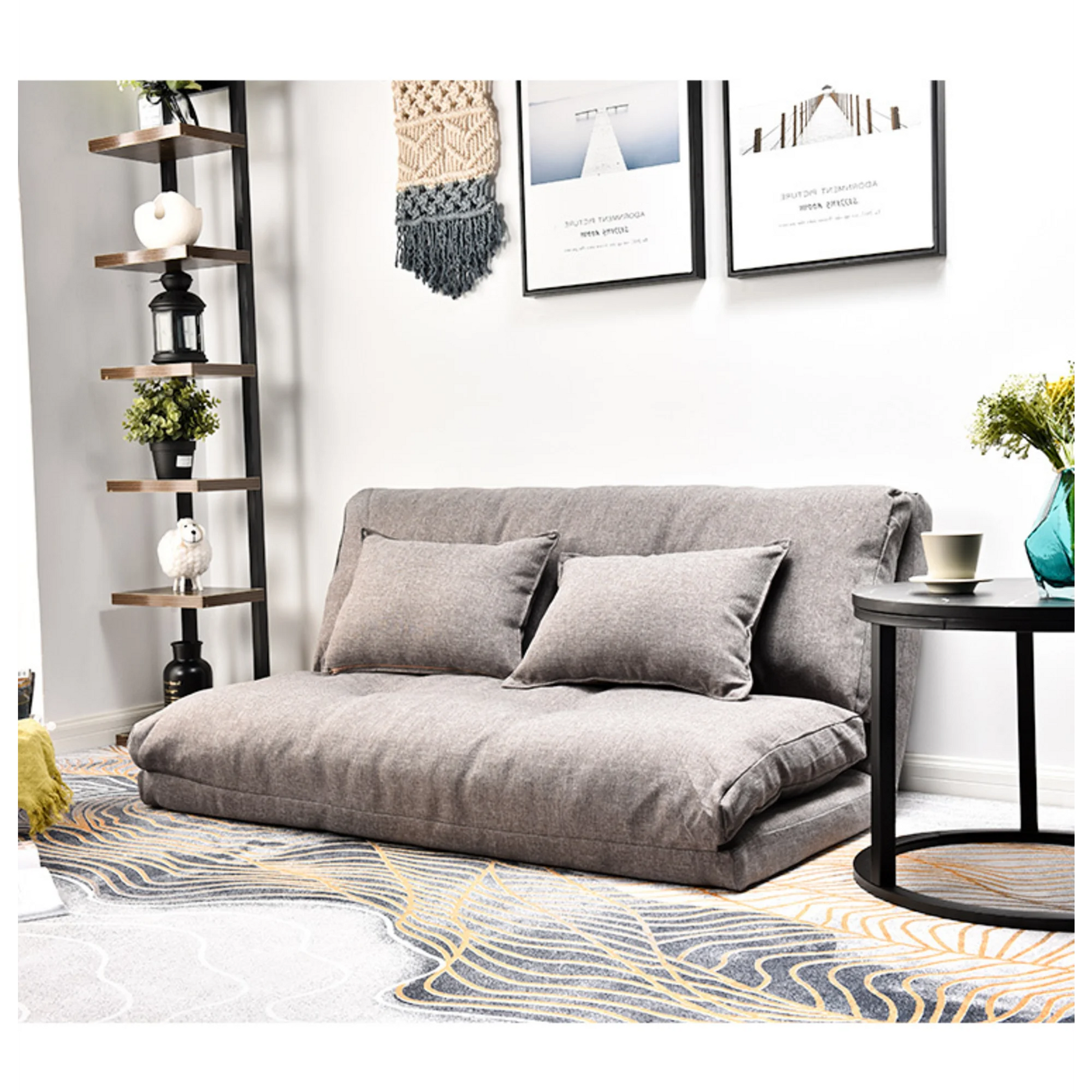 Urbana Japanese Futon Lounge 2-Seater Sofa Bed, Grey, 150cm