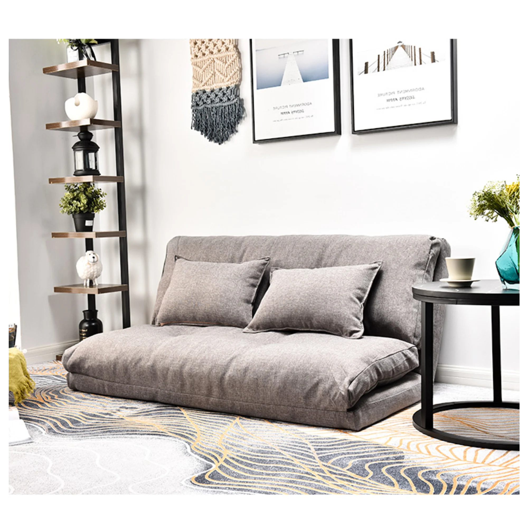Urbana Japanese Futon Lounge 2-Seater Sofa Bed, Grey, 150cm