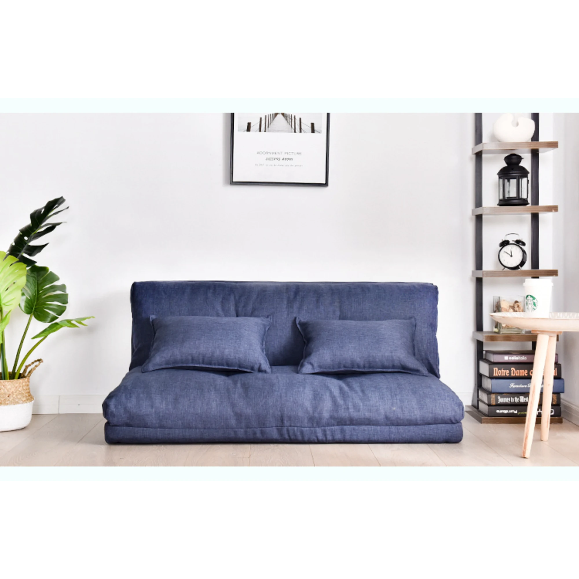 Urbana Japanese Futon Lounge 2-Seater Sofa Bed, Blue, 150cm