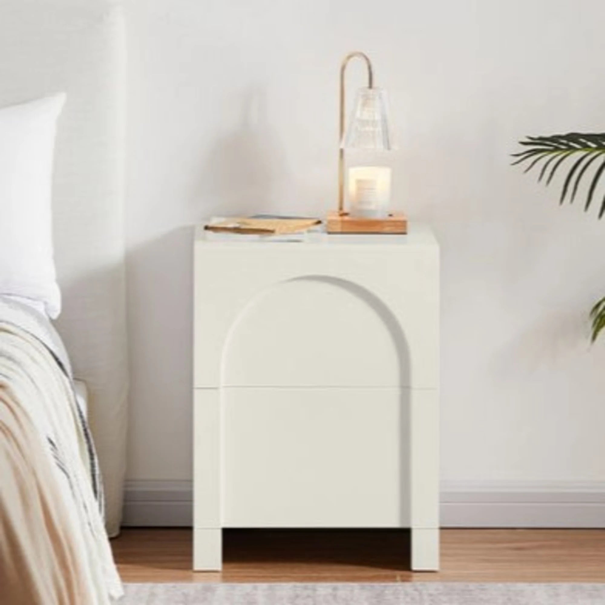 Lifely Arch Bedside Table, 40Wx45Lx60Hcm, Creamy White