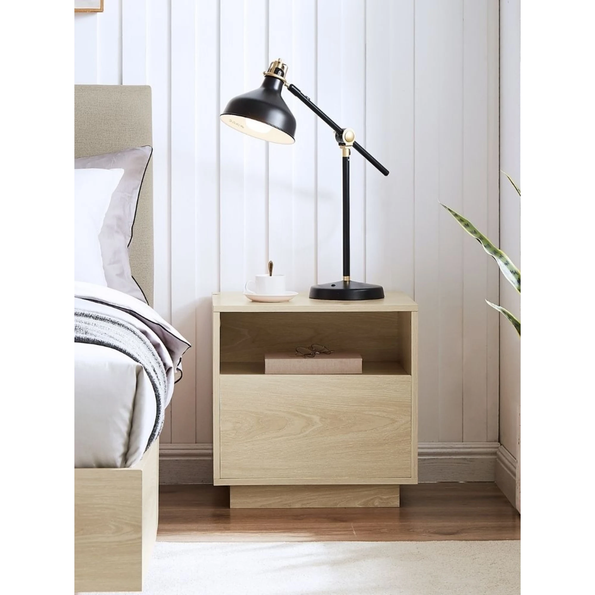Lifely Nook Bedside Table, Natural Wood