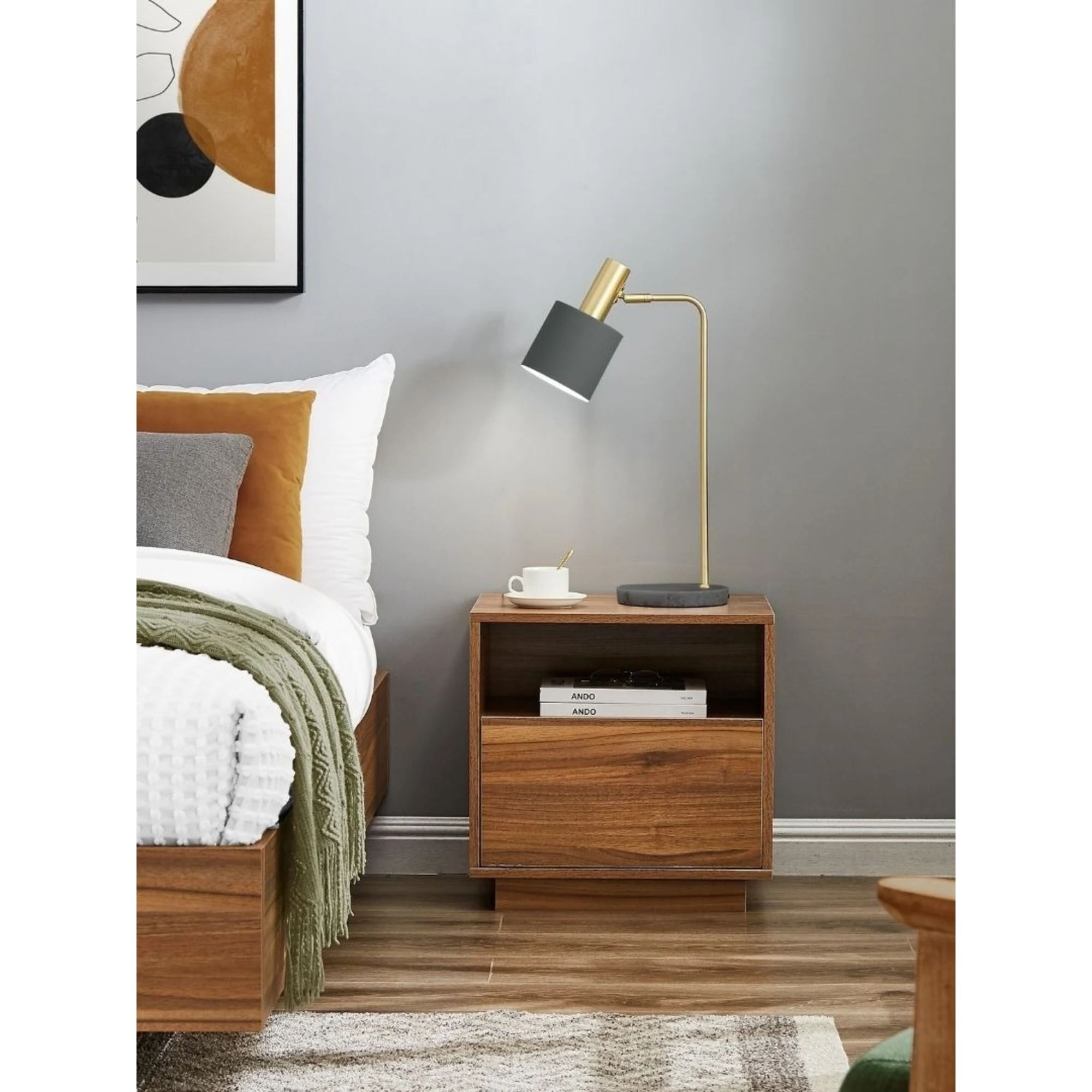 Lifely Nook Bedside Table, Dark Wood