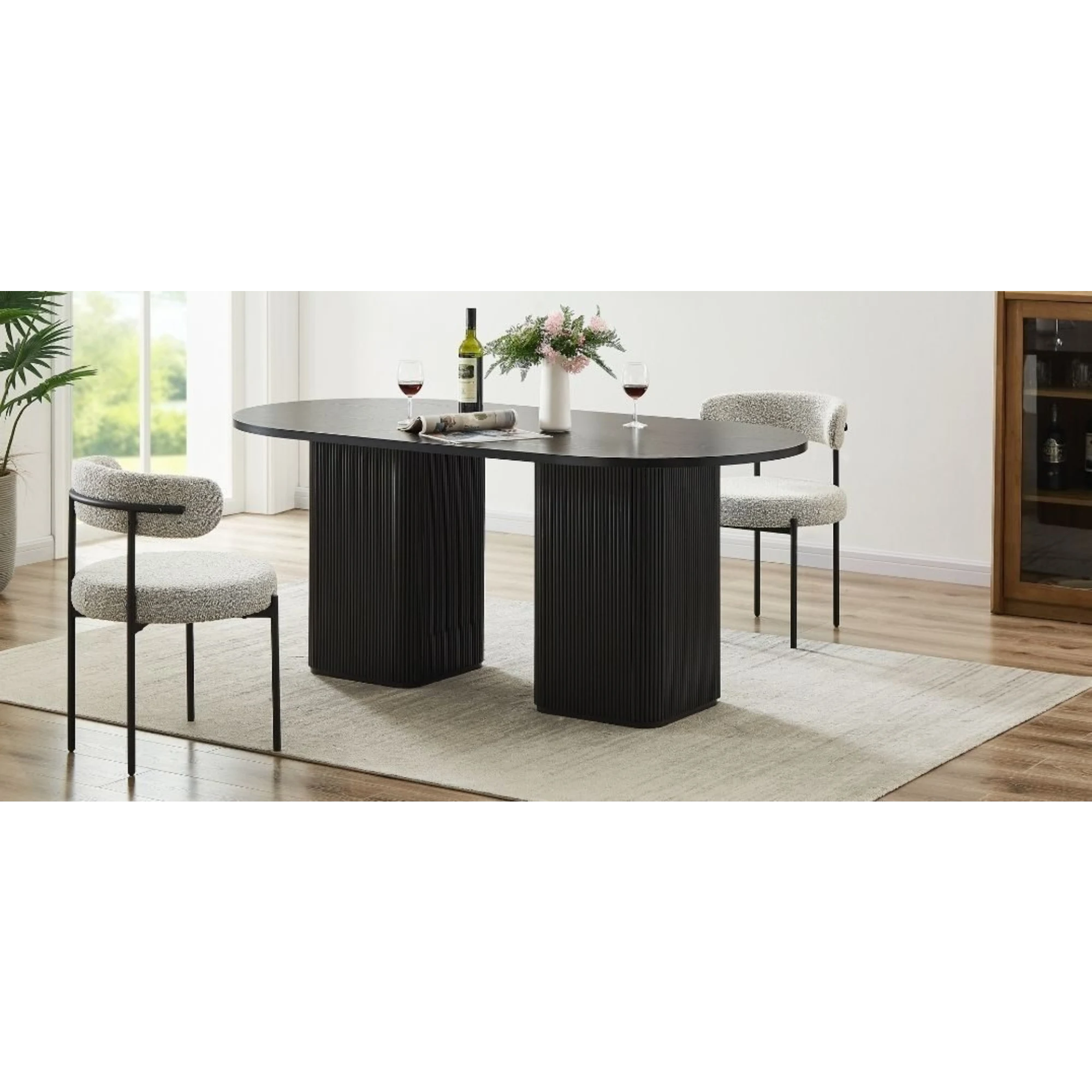 Lifely Tate Ripple Oval Dining Table, Black