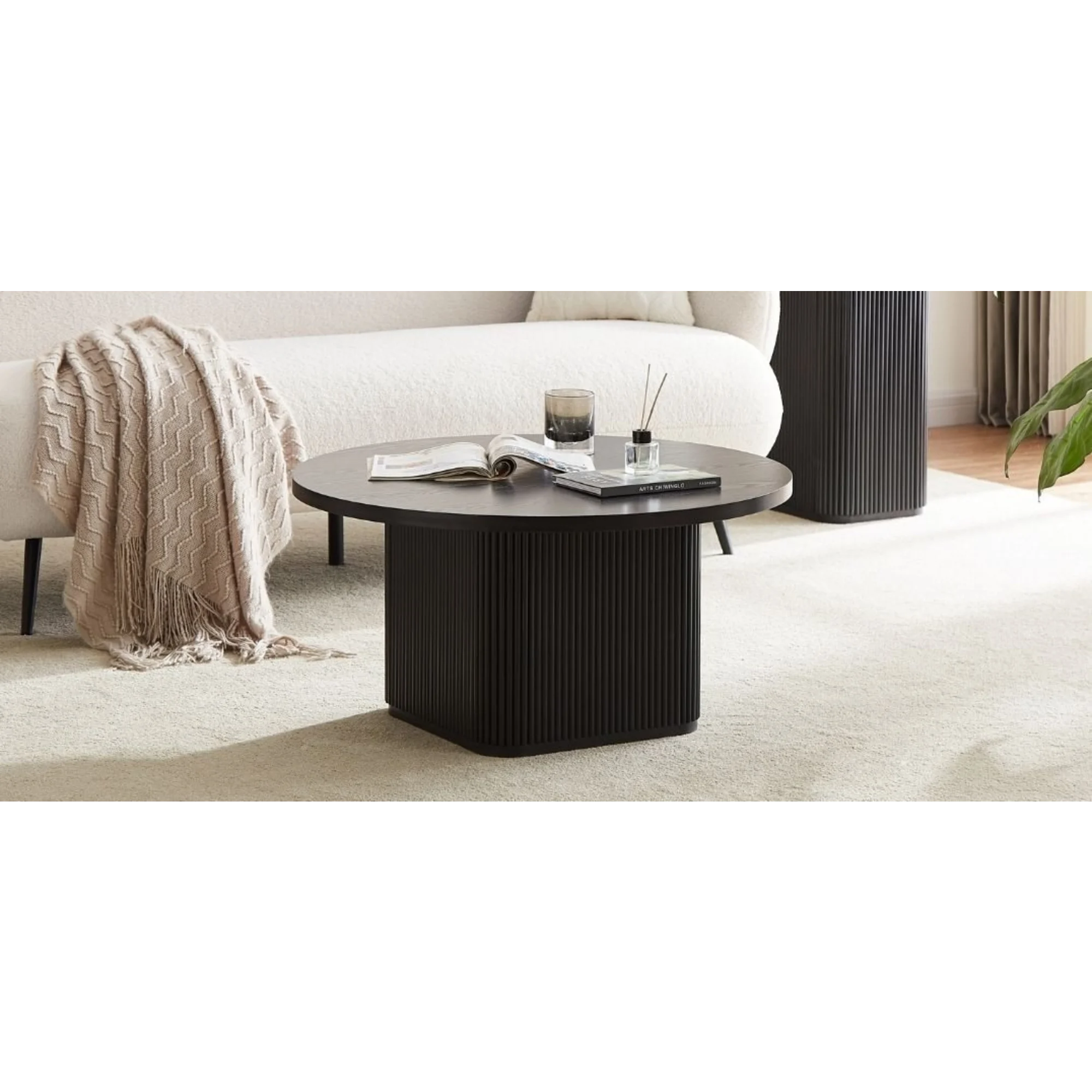 Lifely Tate Ripple Coffee Table, Black