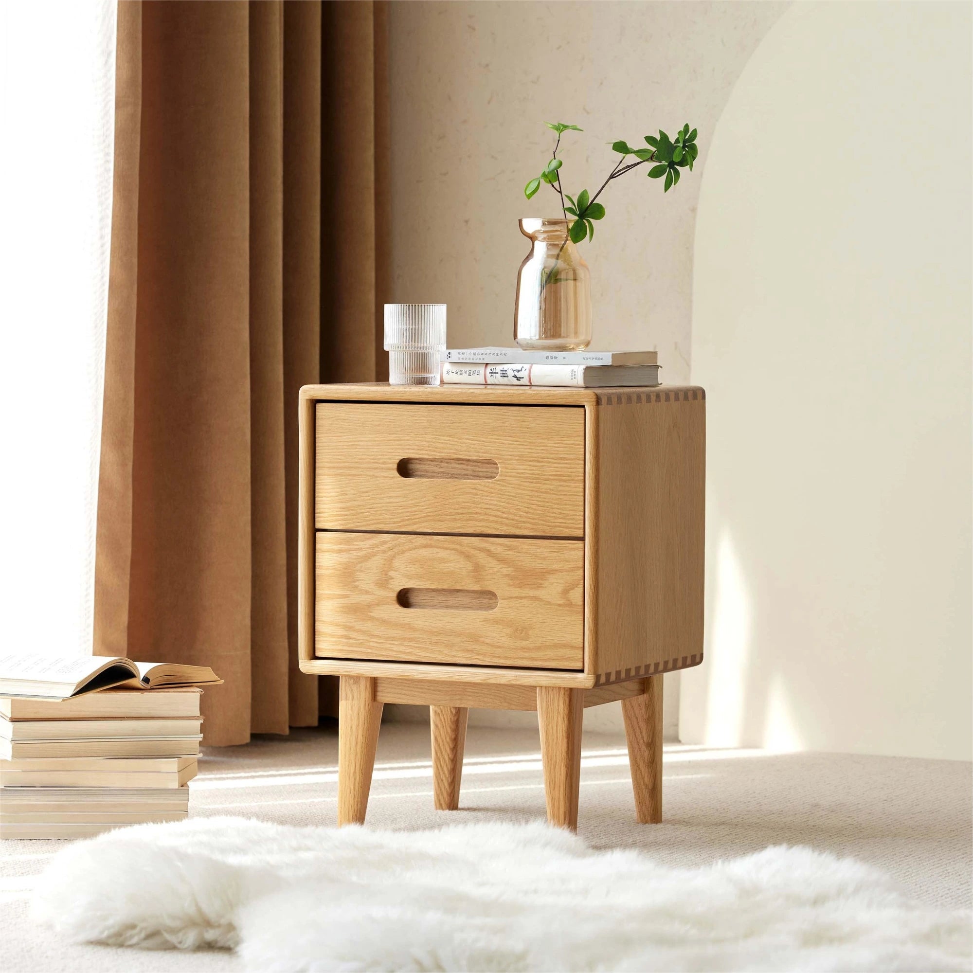 Solidwood Bailey Bedside Table, 36x32CM, Natural Wood
