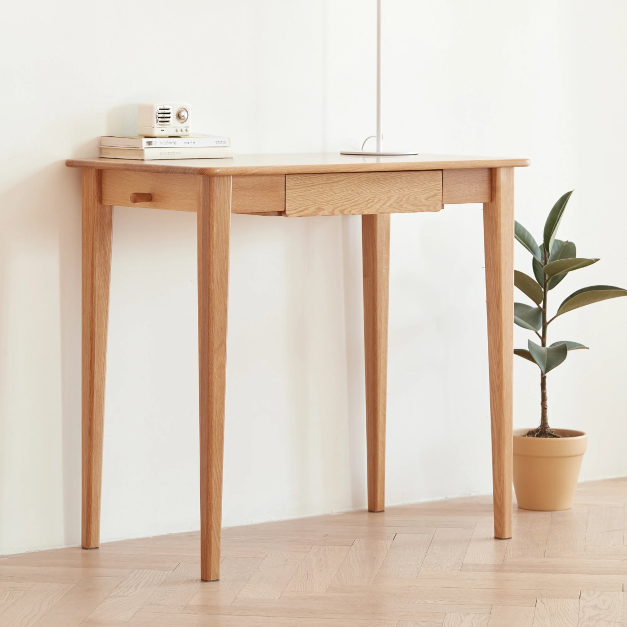 Solidwood Bailey Desk with 1 Drawer, Natural Wood